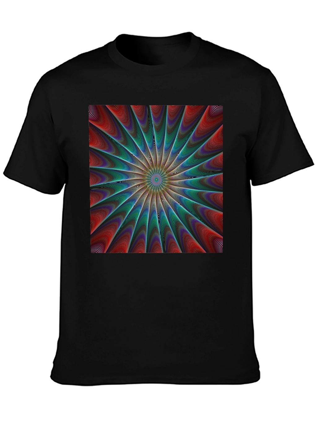 Abstract Psychedelic Pattern Black T-Shirt