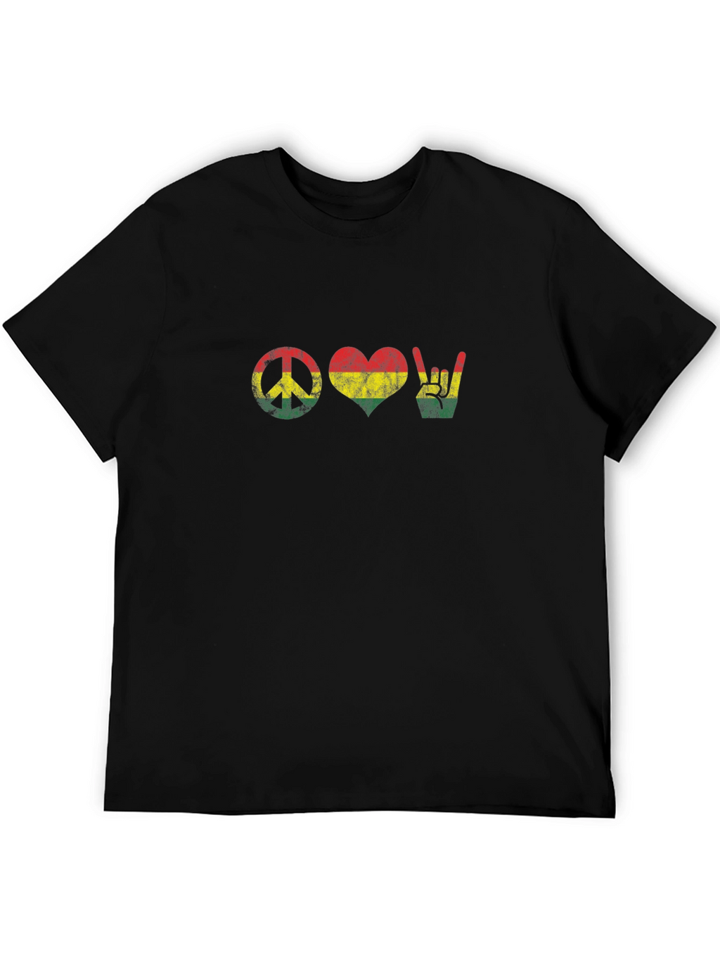 Peace Love Rock Sign Black T-Shirt