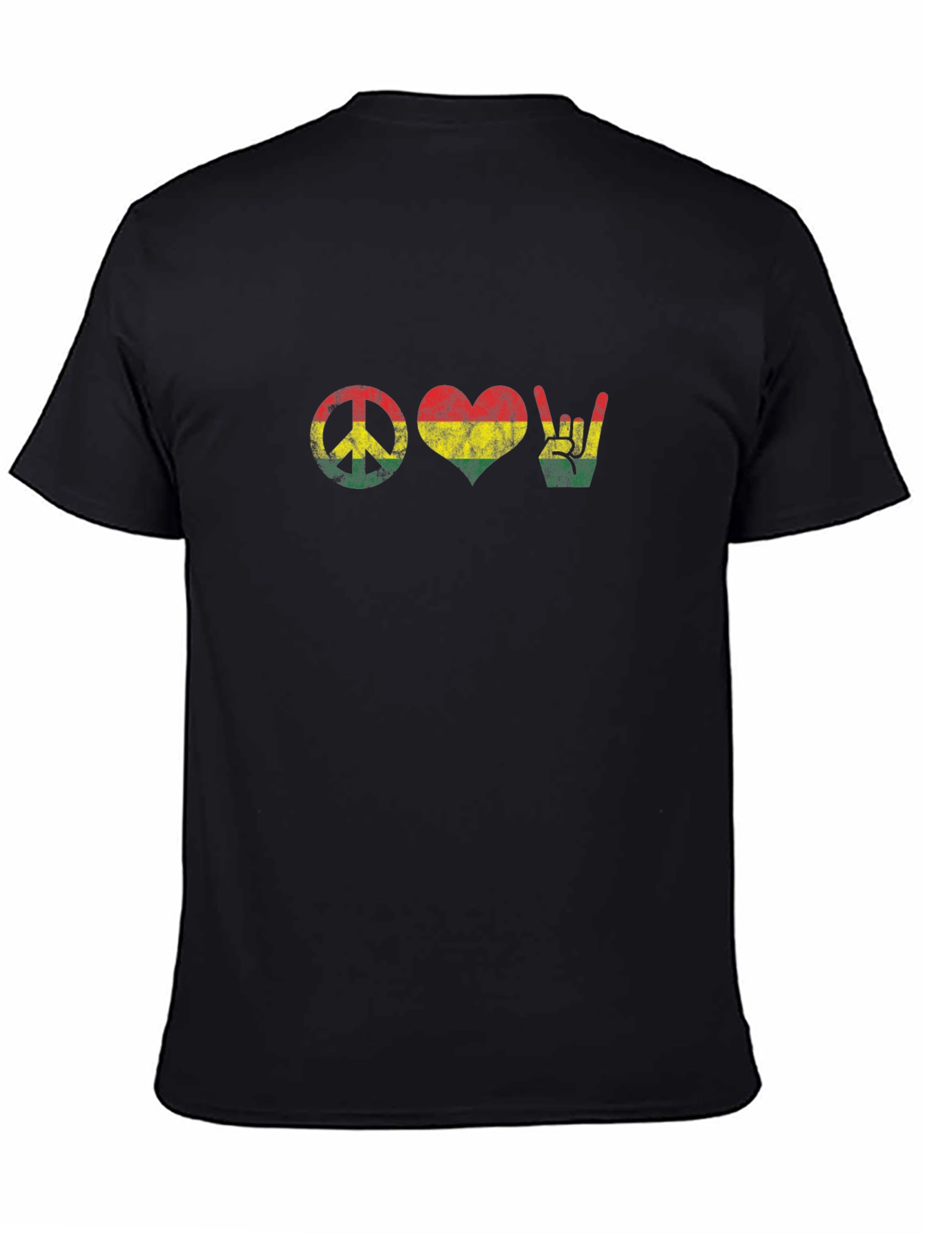 Peace Love Rock Sign Black T-Shirt
