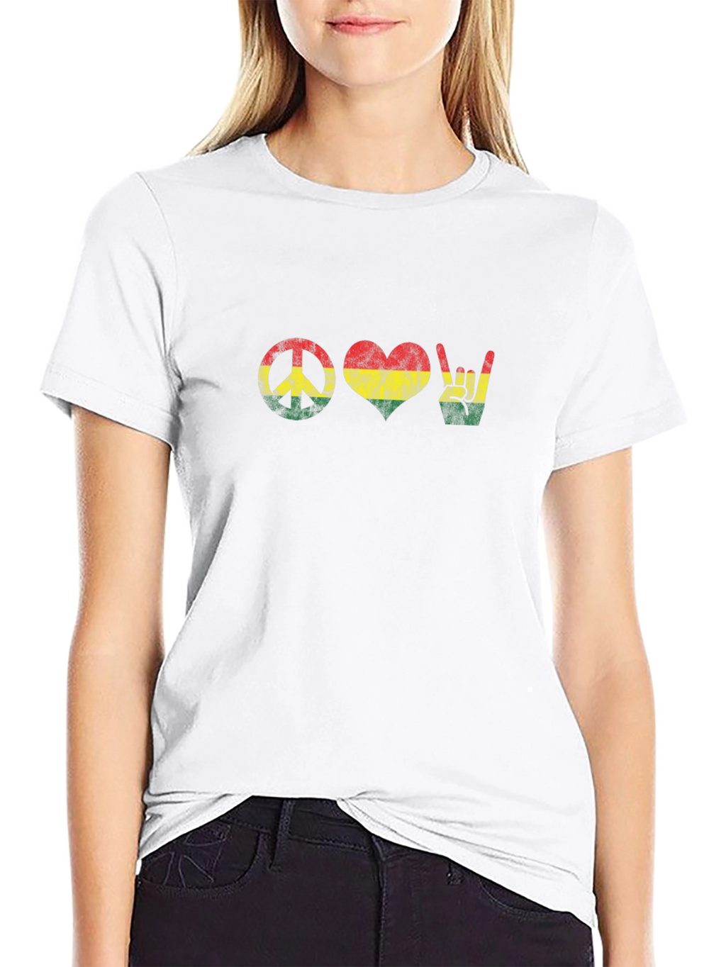 Peace Love Rock Sign Black T-Shirt