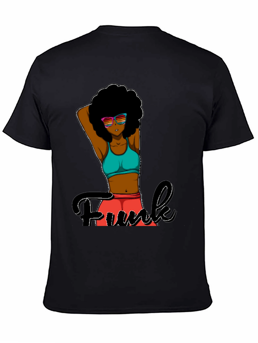Funky Afro Girl Graphic Tee - Black