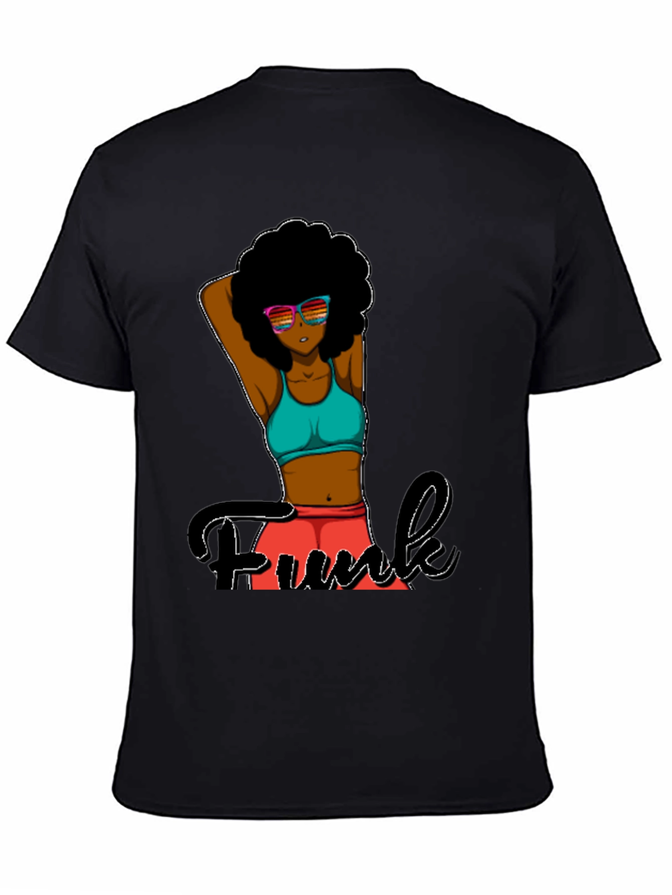 Funky Afro Girl Graphic Tee - Black