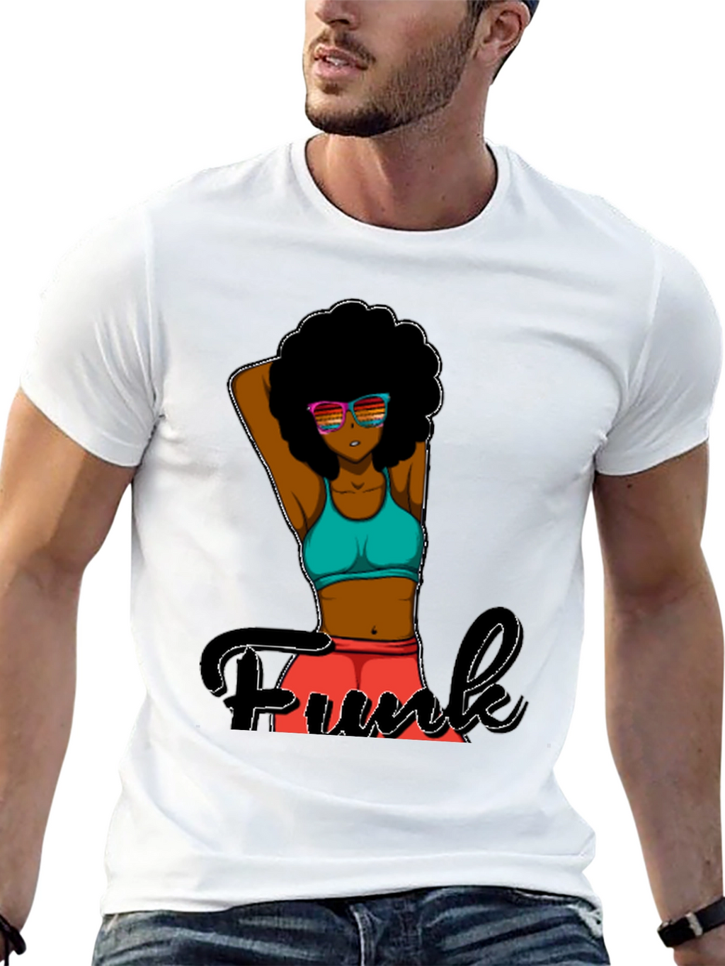 Funky Afro Girl Graphic Tee - Black