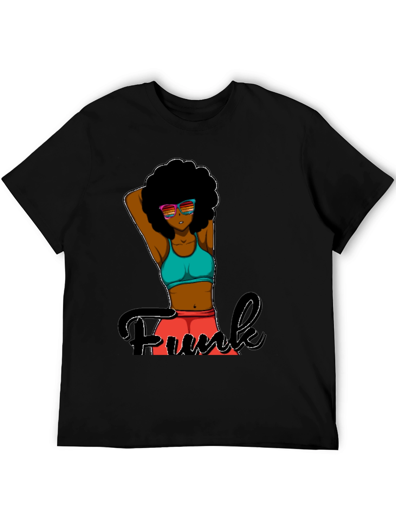 Funky Afro Girl Graphic Tee - Black