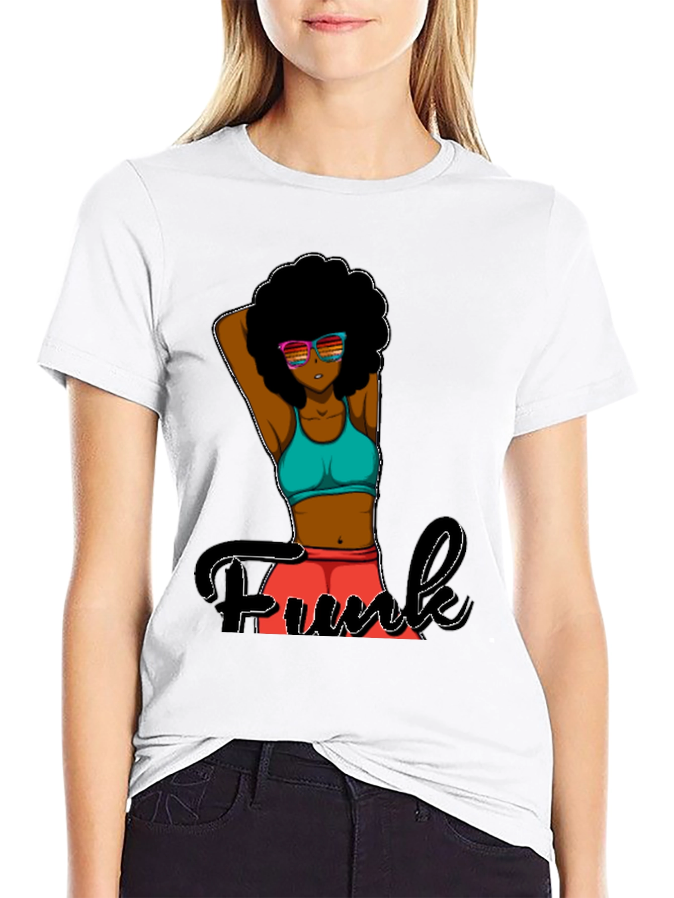Funky Afro Girl Graphic Tee - Black