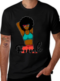 Funky Afro Girl Graphic Tee - Black