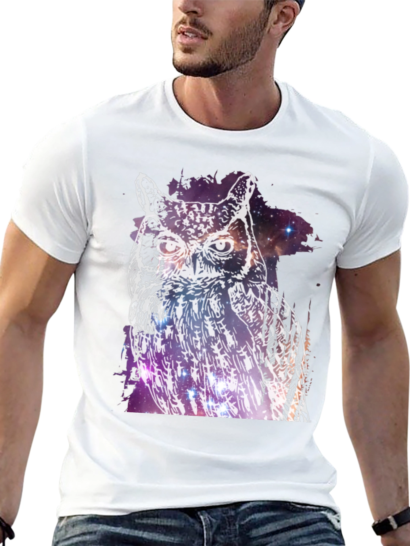 Cosmic Owl Graphic Tee - Mens Black T-Shirt