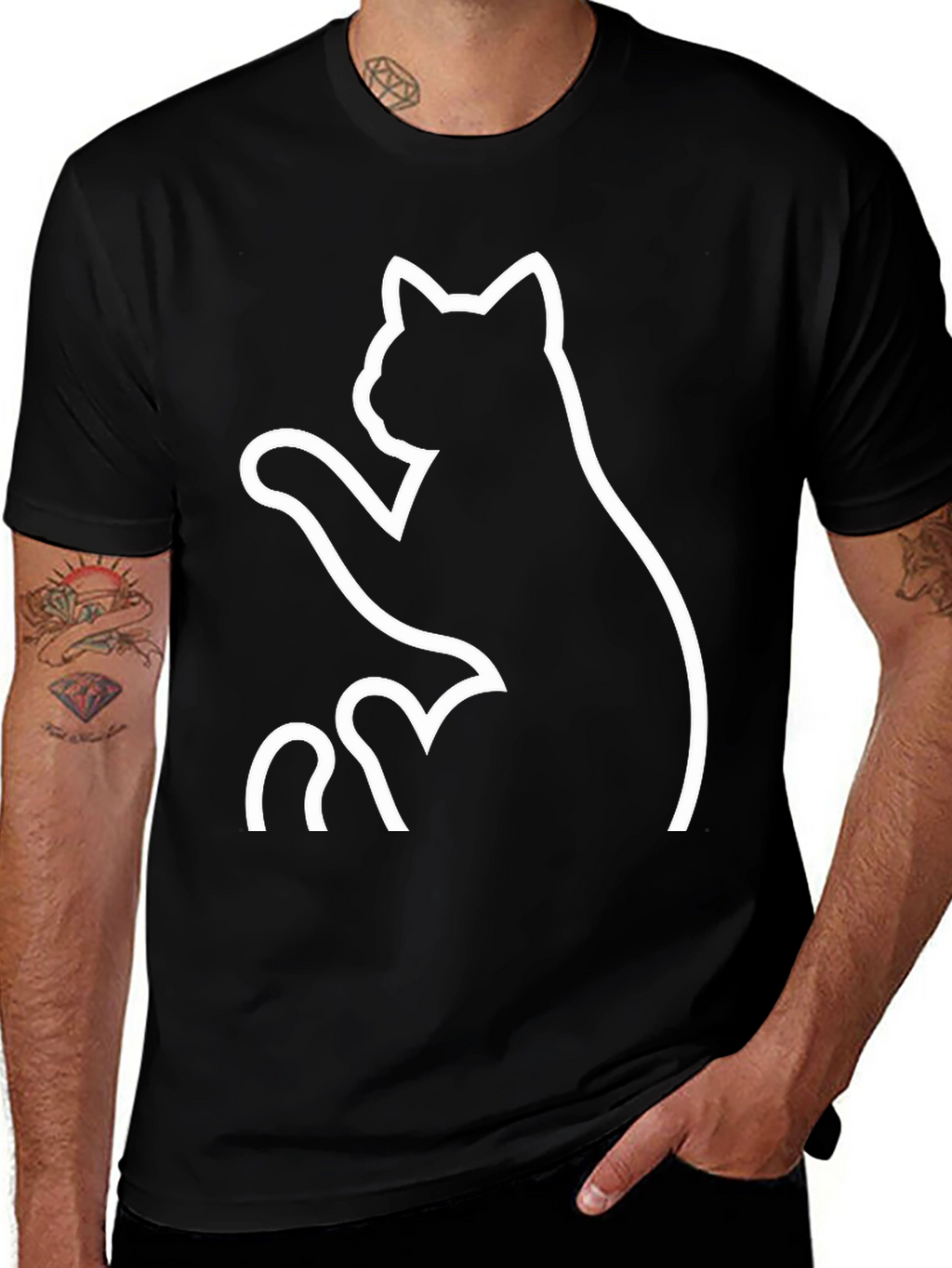 Black Cat Graphic Tee - Whimsical Design
