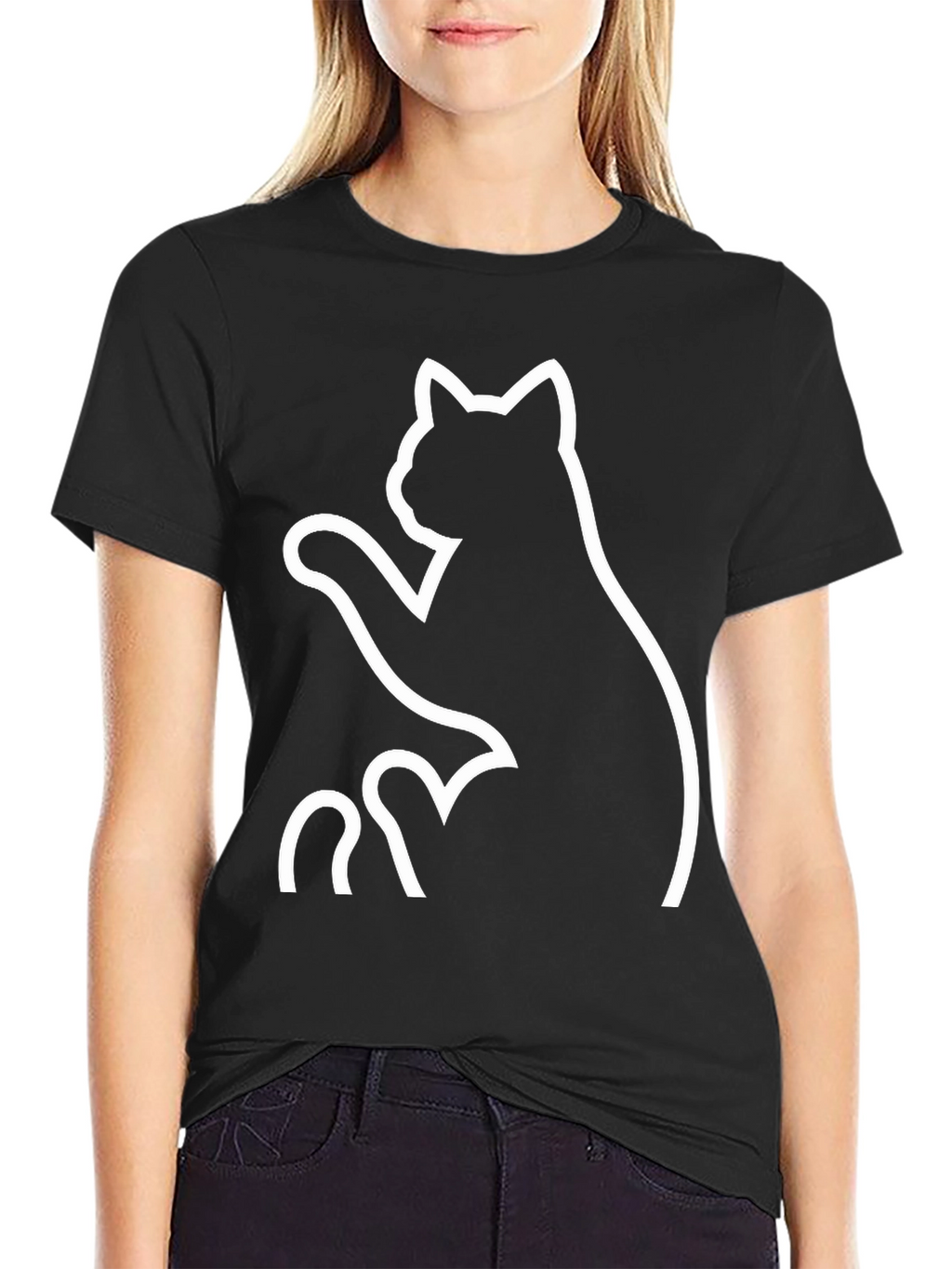 Black Cat Graphic Tee - Whimsical Design