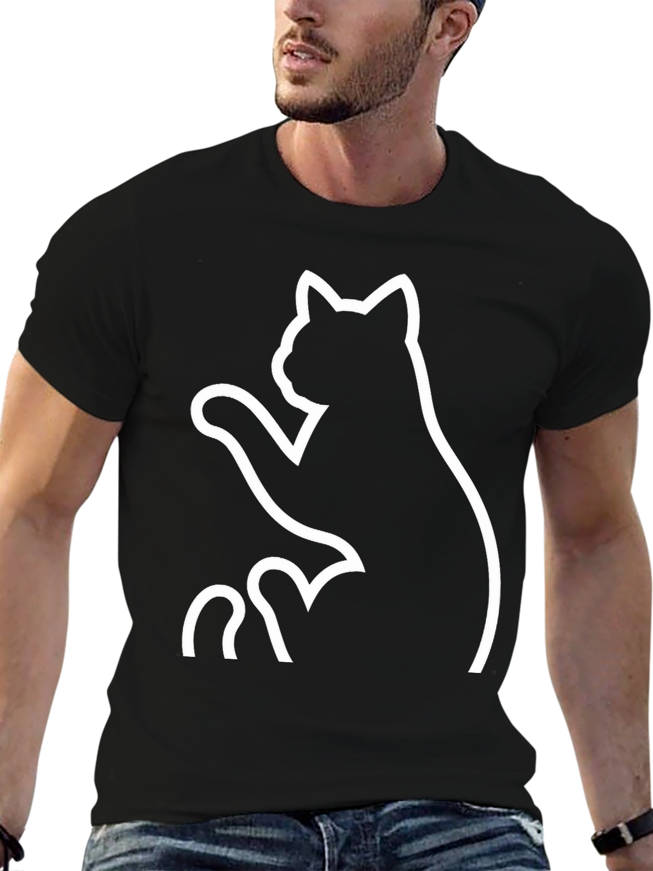 Black Cat Graphic Tee - Whimsical Design