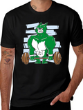 Weightlifting Green Wolf Cartoon T-Shirt