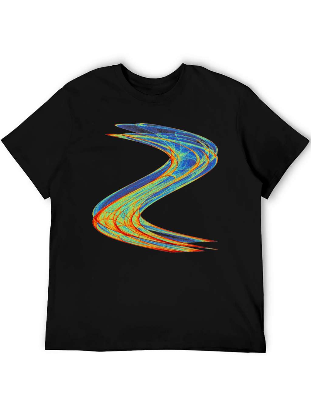 Abstract Wave Design Black T-Shirt