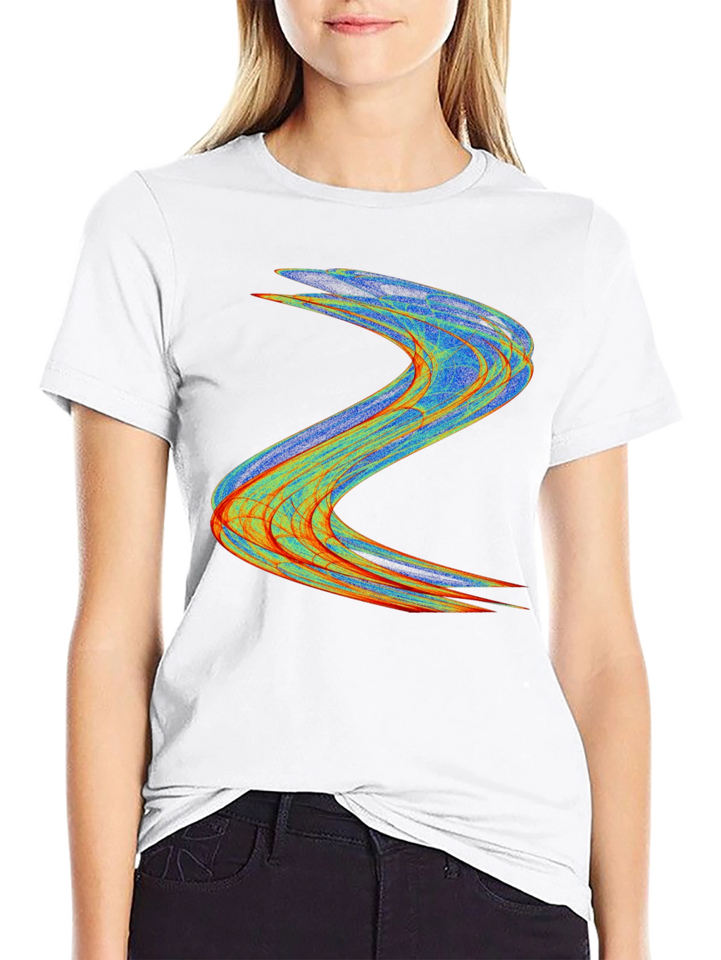 Abstract Wave Design Black T-Shirt