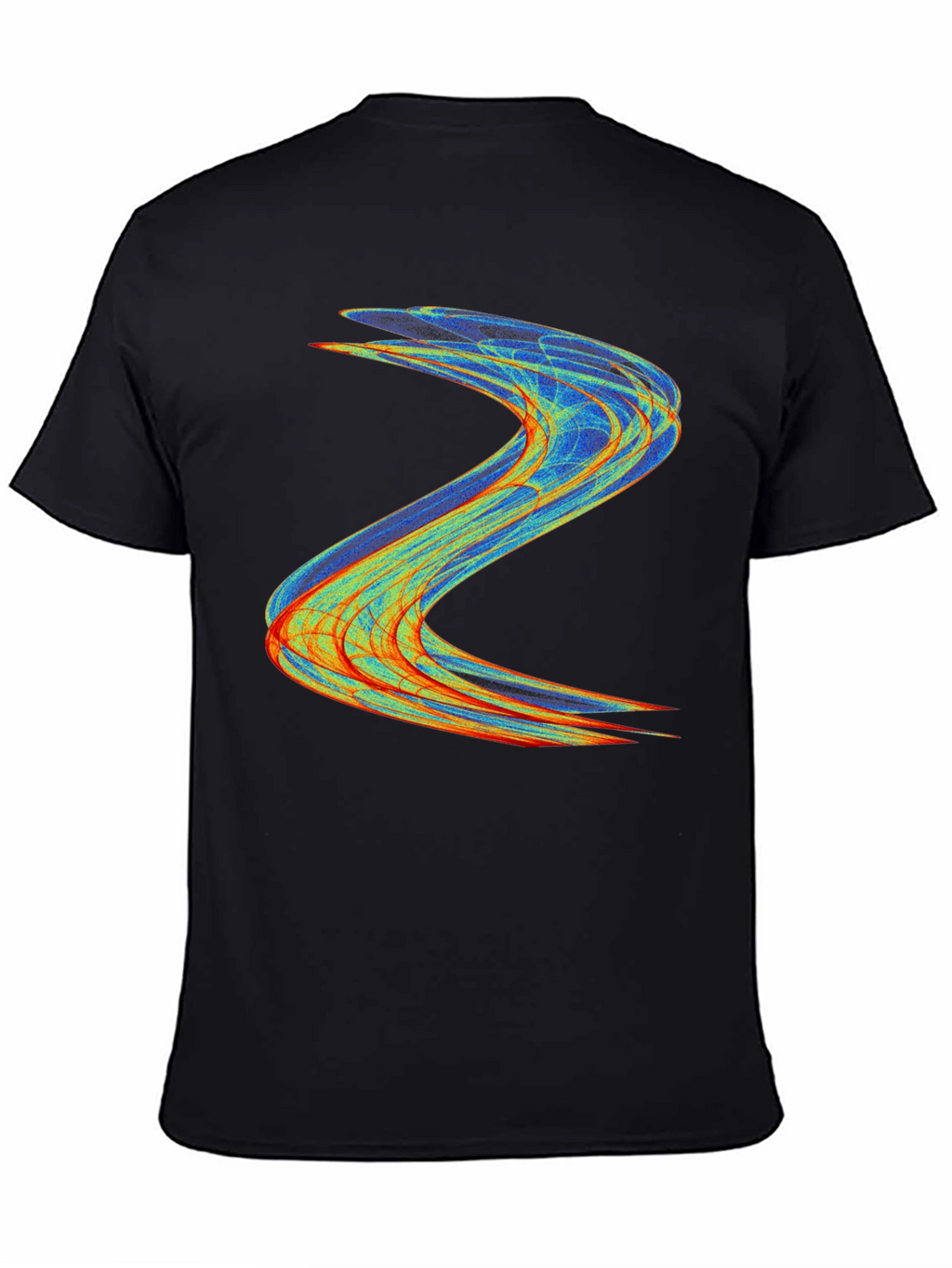Abstract Wave Design Black T-Shirt