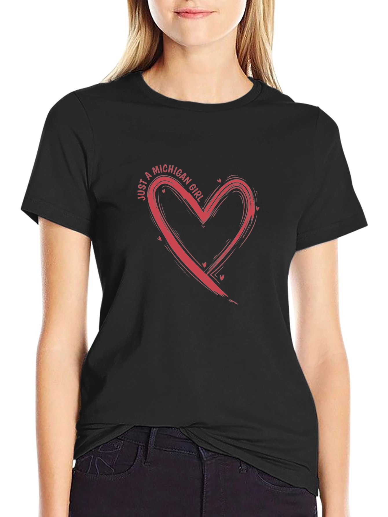 Michigan Girl Heart Tee - Casual Graphic T-Shirt