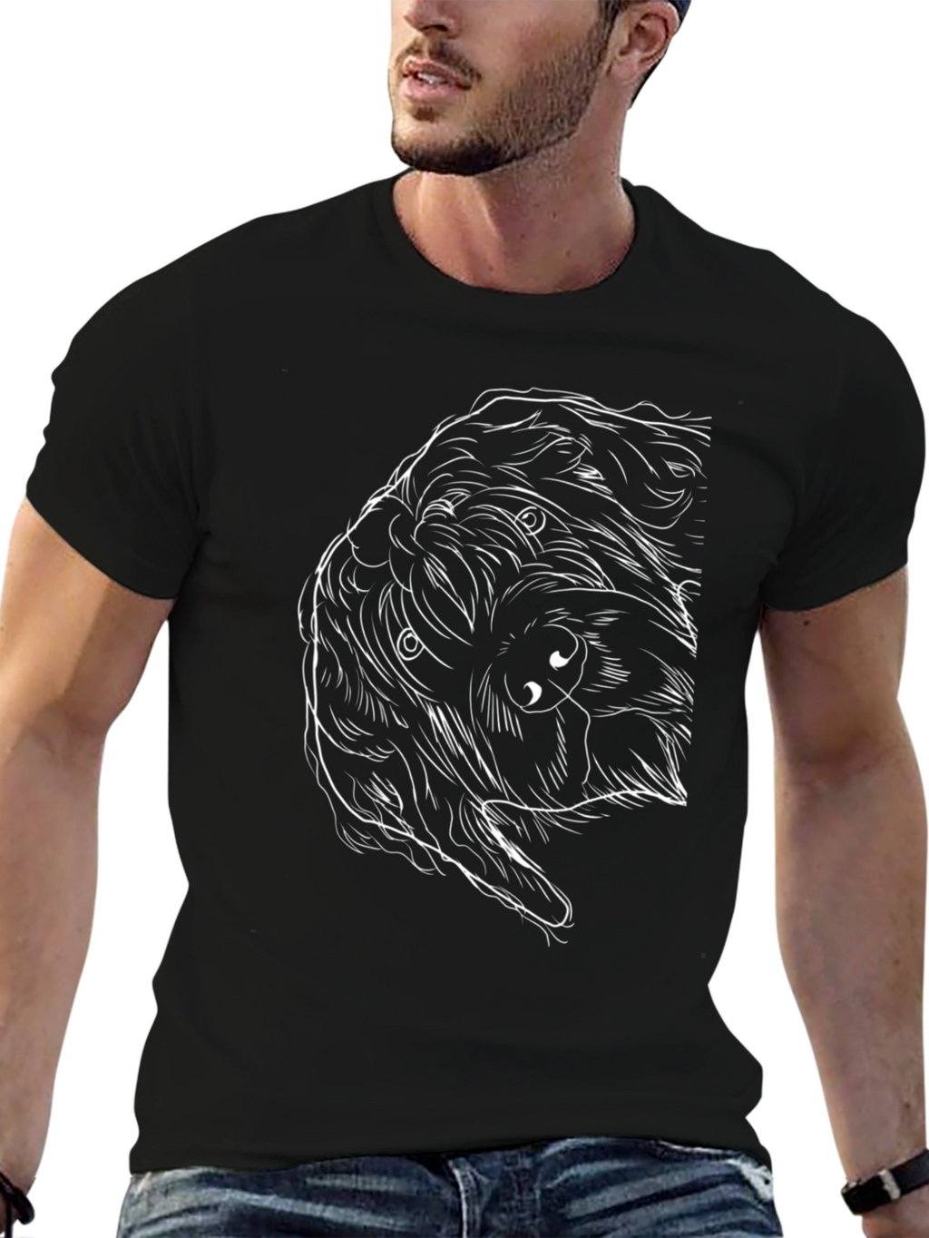 Dog Sketch Black T-Shirt