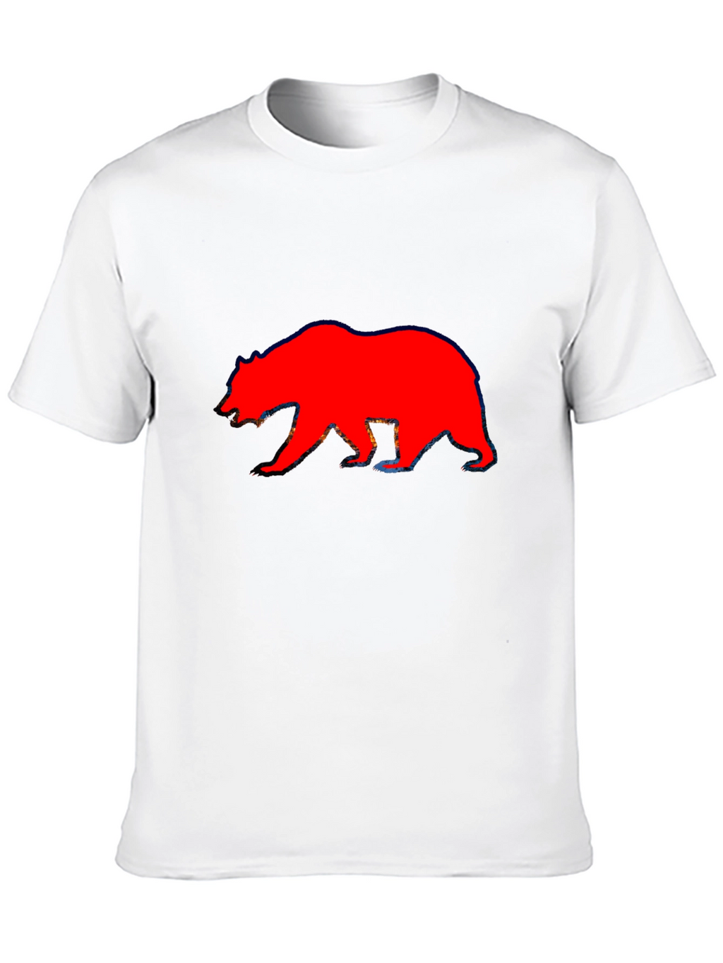 Red Bear Graphic Print Black T-Shirt