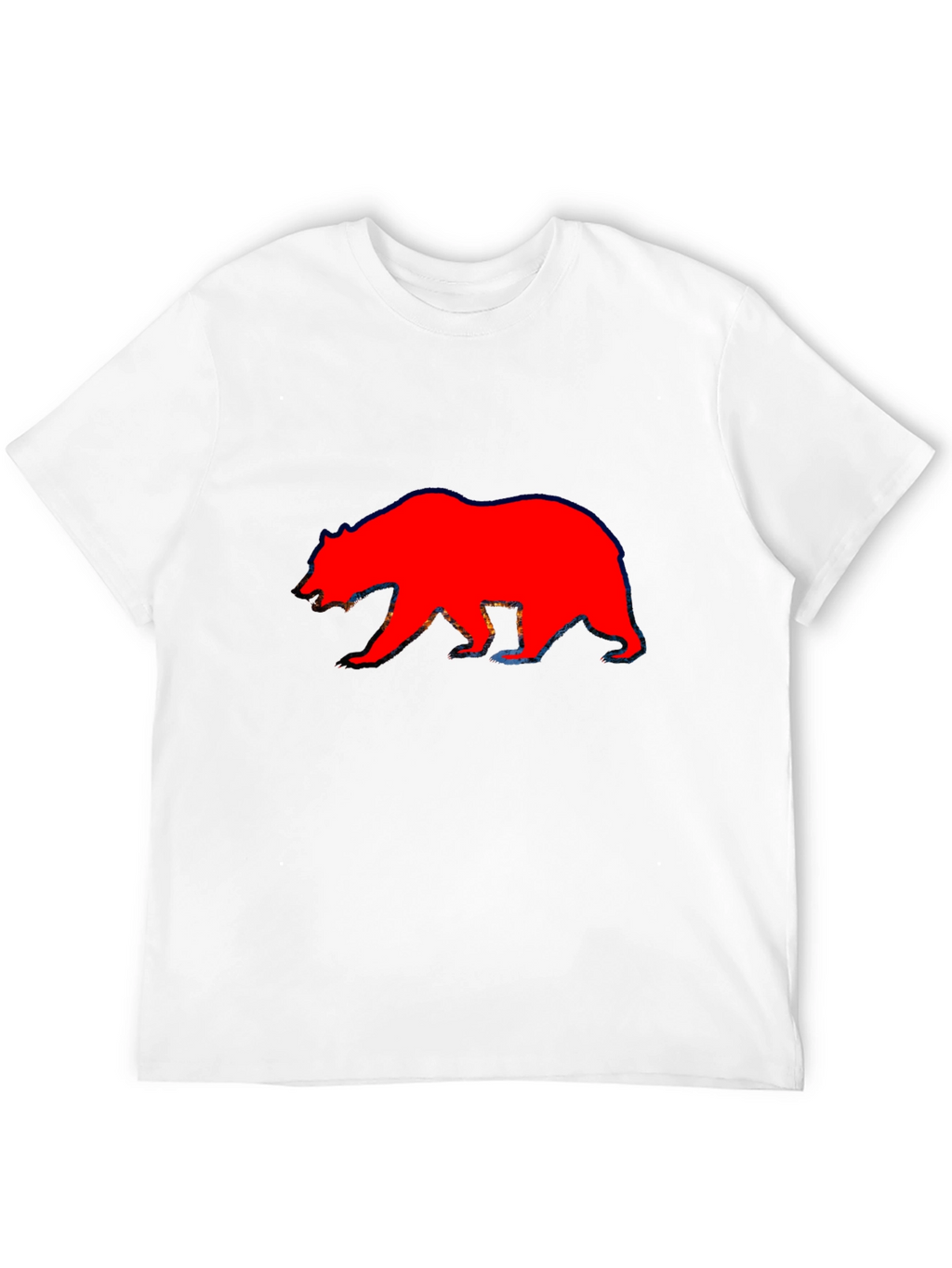 Red Bear Graphic Print Black T-Shirt