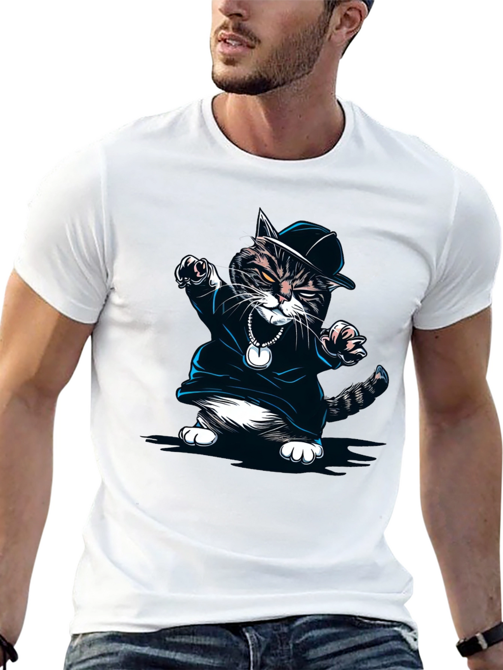 Cool Cat Rapper Black T-Shirt
