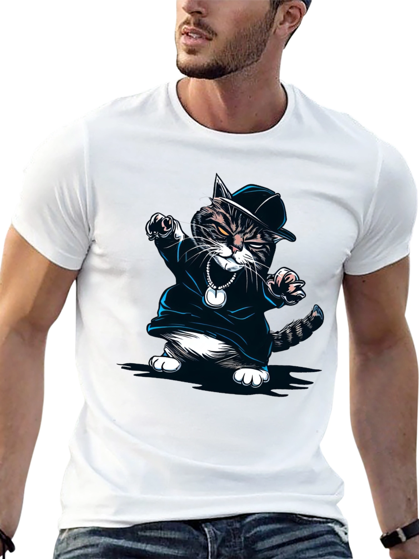 Cool Cat Rapper Black T-Shirt