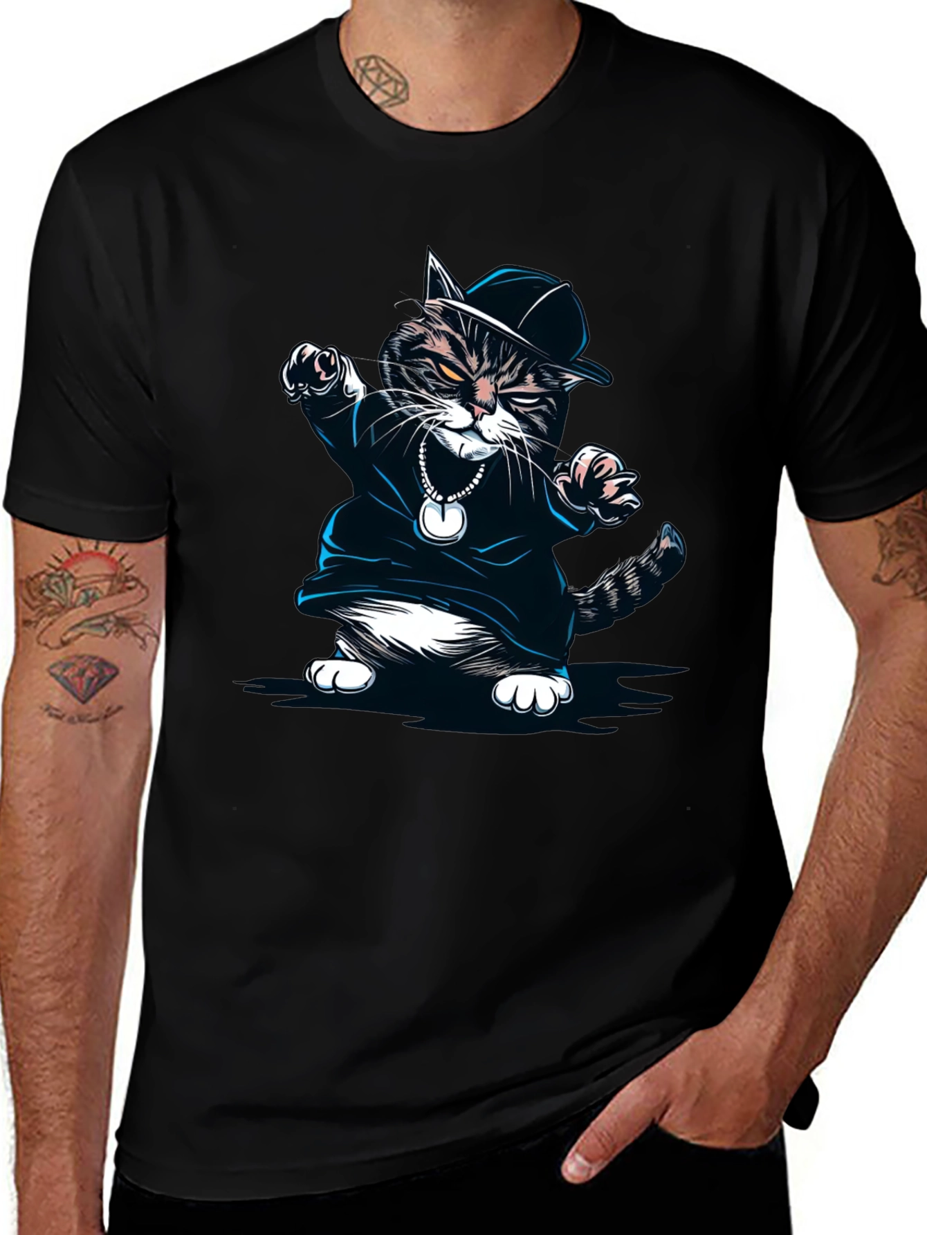 Cool Cat Rapper Black T-Shirt