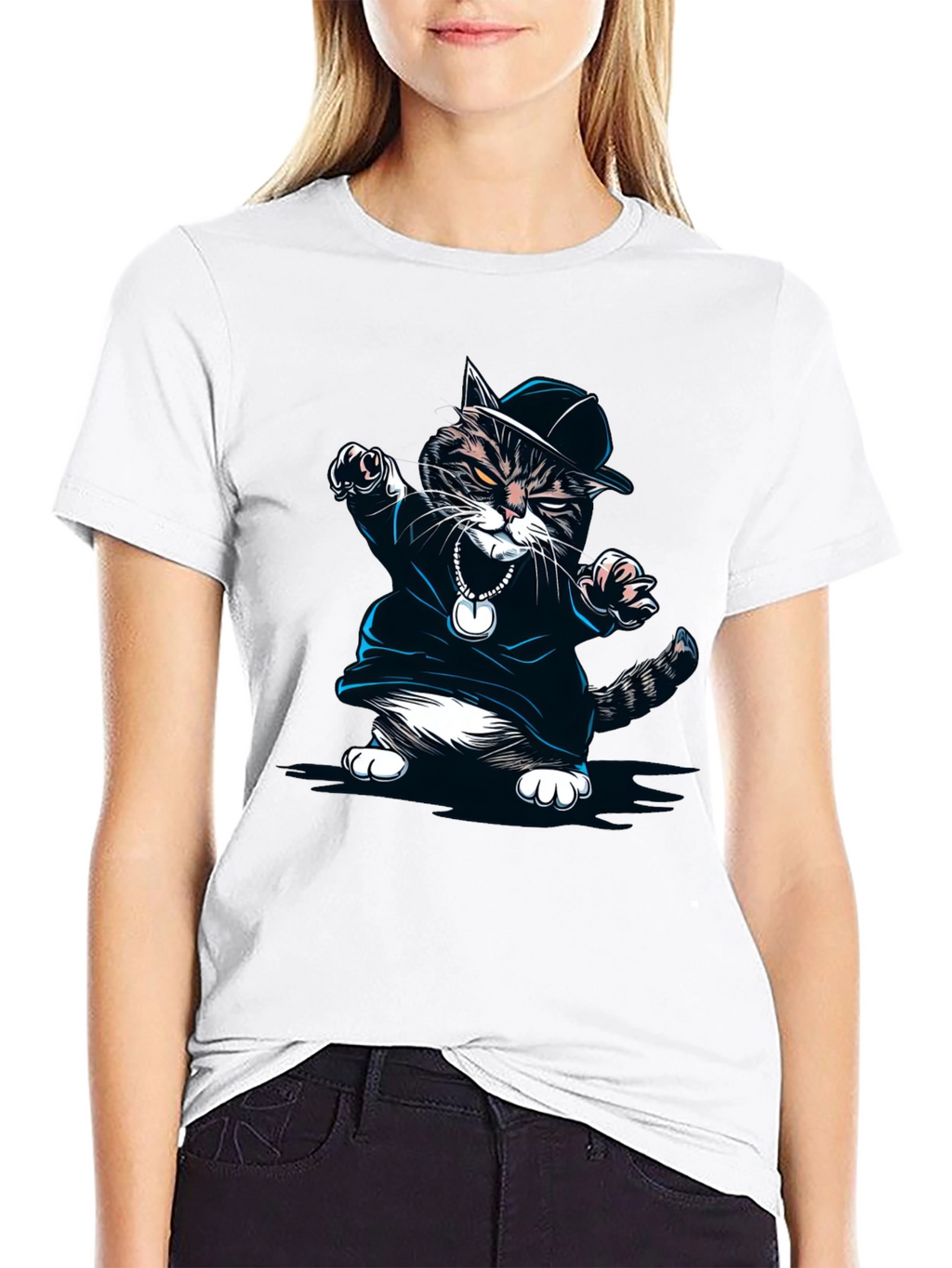 Cool Cat Rapper Black T-Shirt