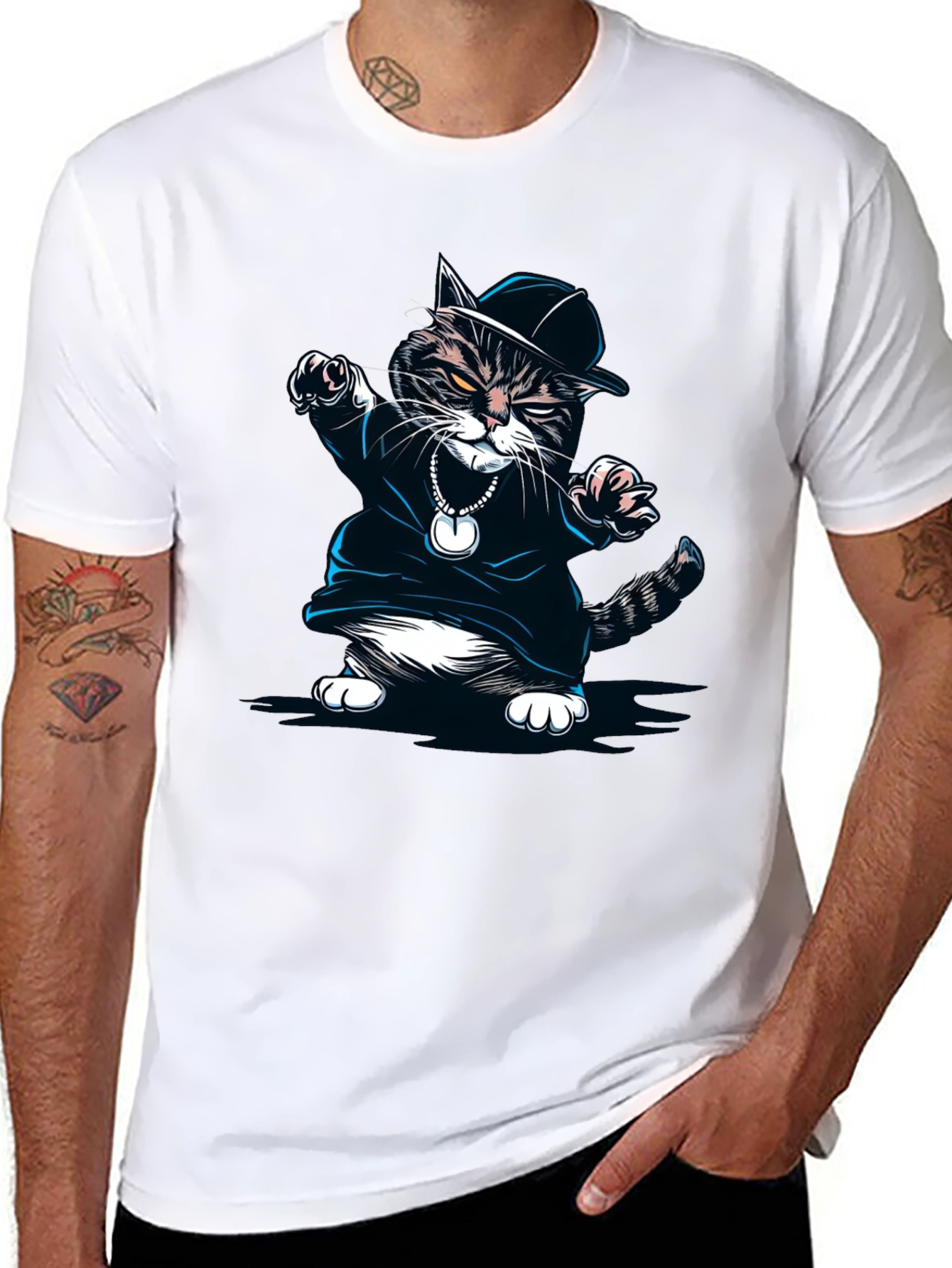 Cool Cat Rapper Black T-Shirt