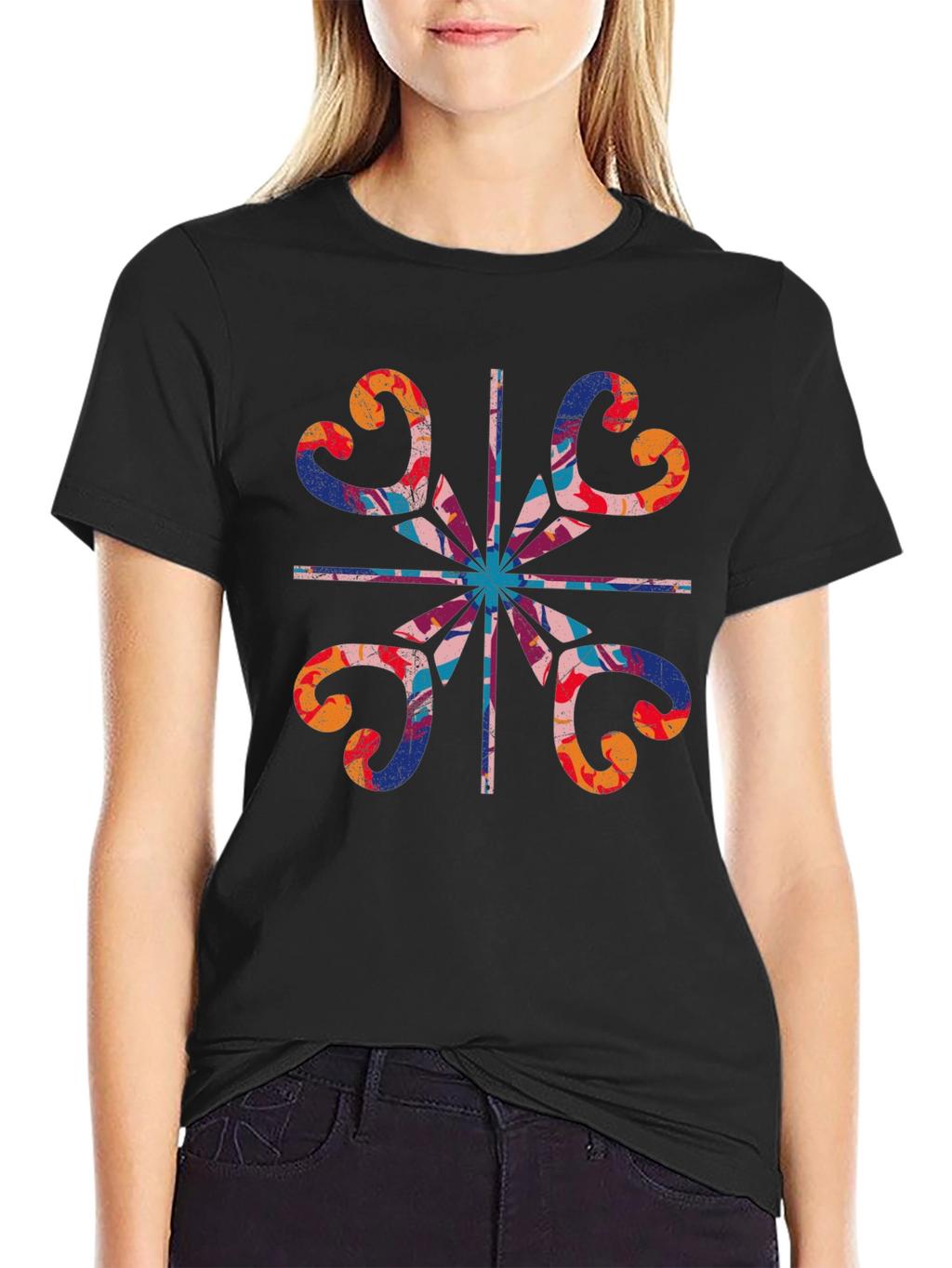 Abstract Floral Graphic Tee - Stylish Mens T-Shirt