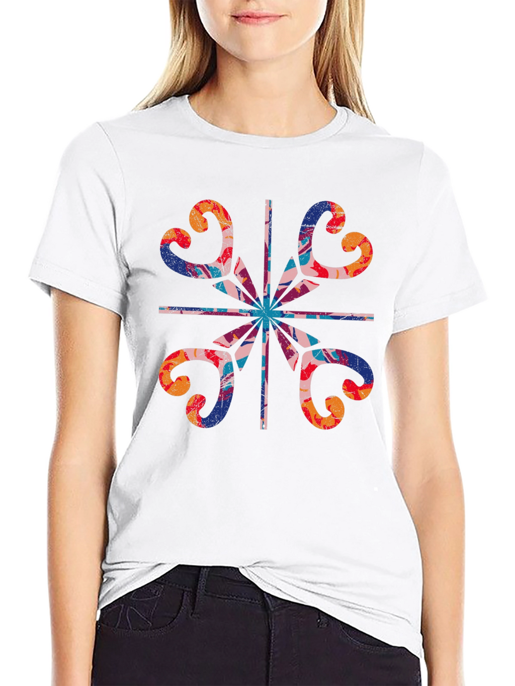 Abstract Floral Graphic Tee - Stylish Mens T-Shirt
