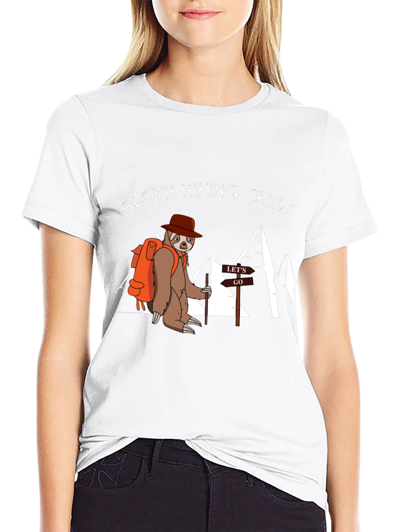 Sloth Hiking Crew Black T-Shirt