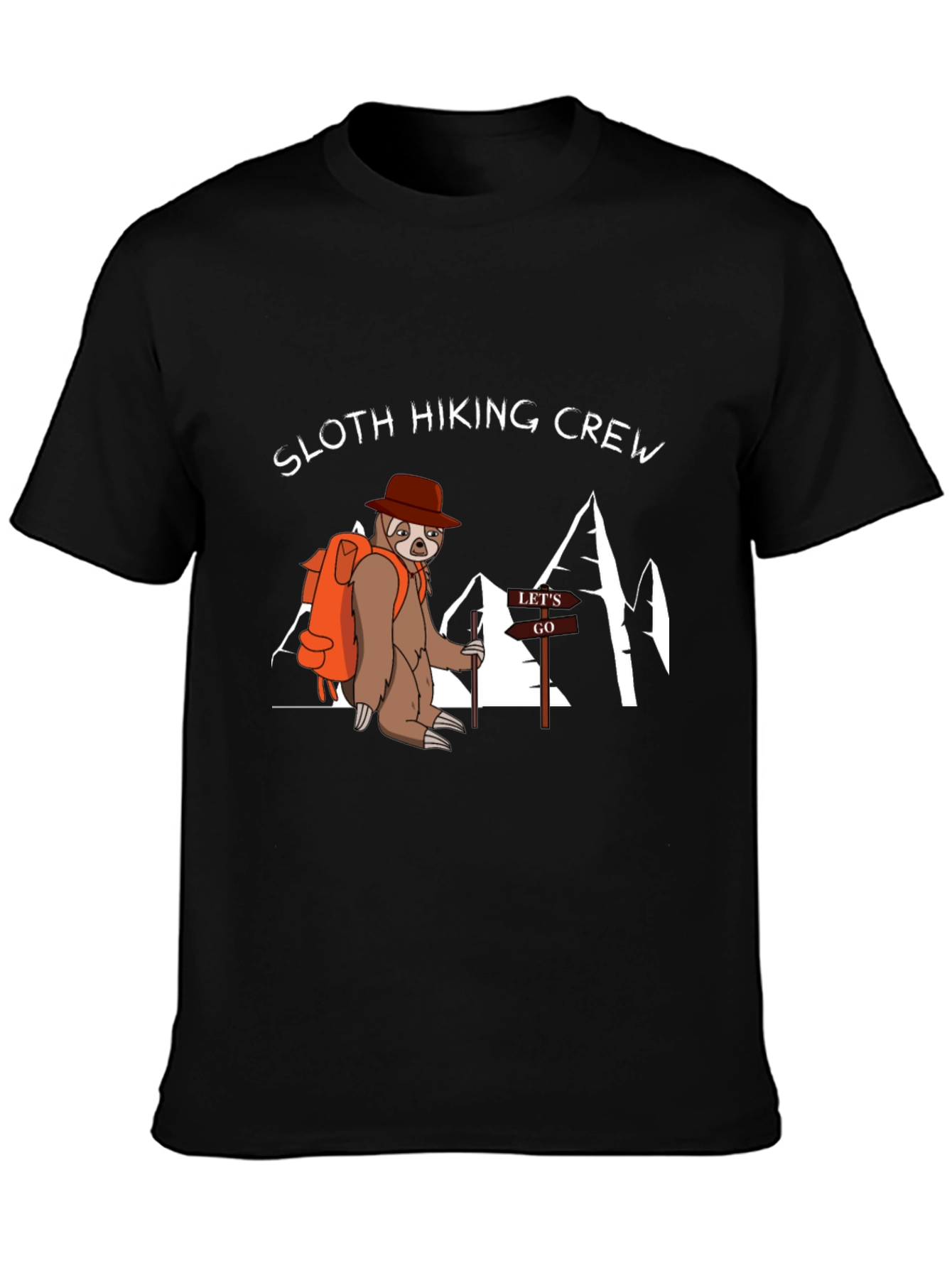 Sloth Hiking Crew Black T-Shirt