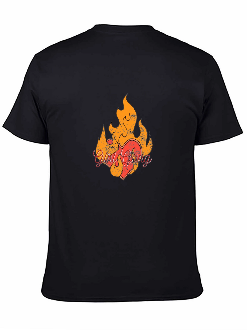 Fiery Heart Graphic Black T-Shirt