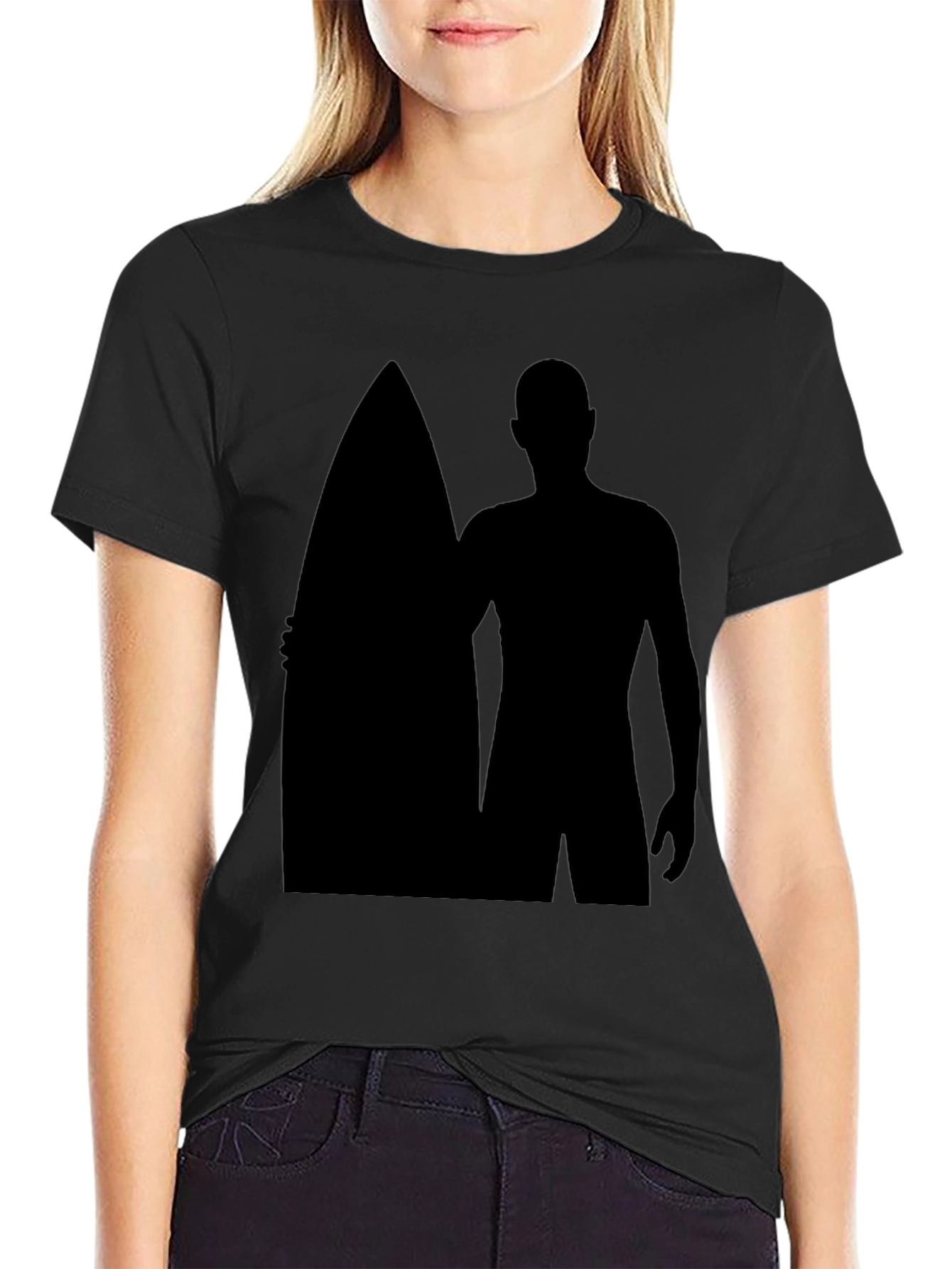 Surfer Silhouette Black T-Shirt