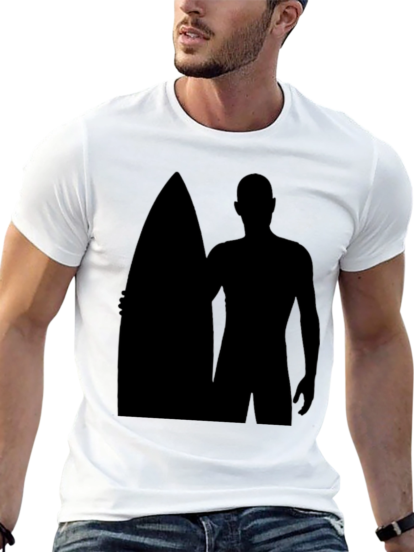 Surfer Silhouette Black T-Shirt