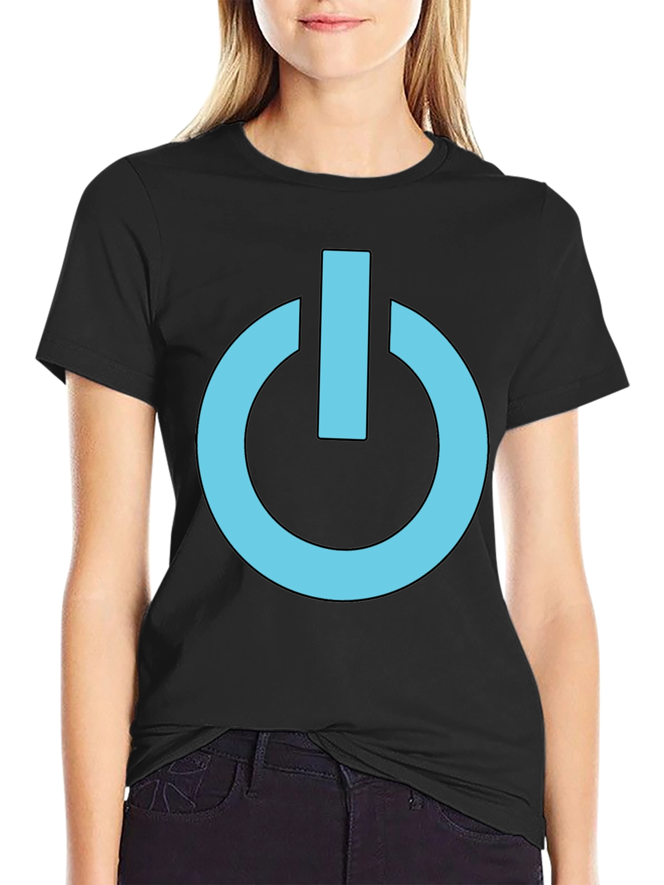 Power Button Graphic Tee - Cool Black T-Shirt
