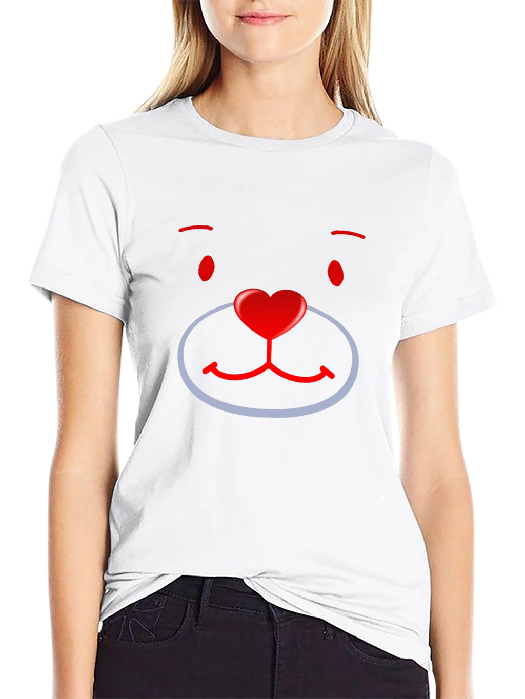 Cute Cartoon Bear Face Graphic T-Shirt