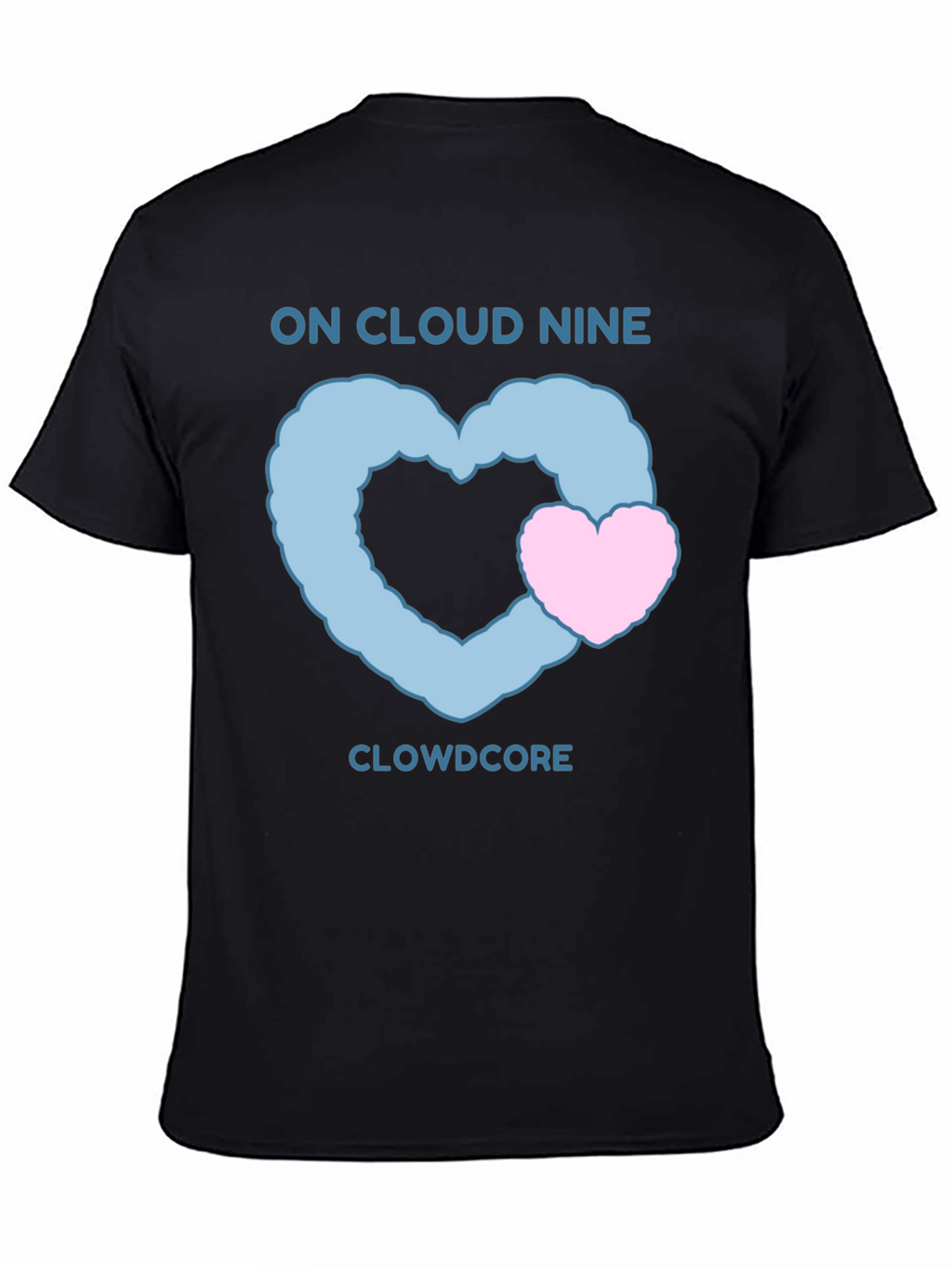 On Cloud Nine Black T-Shirt with Heart Graphic