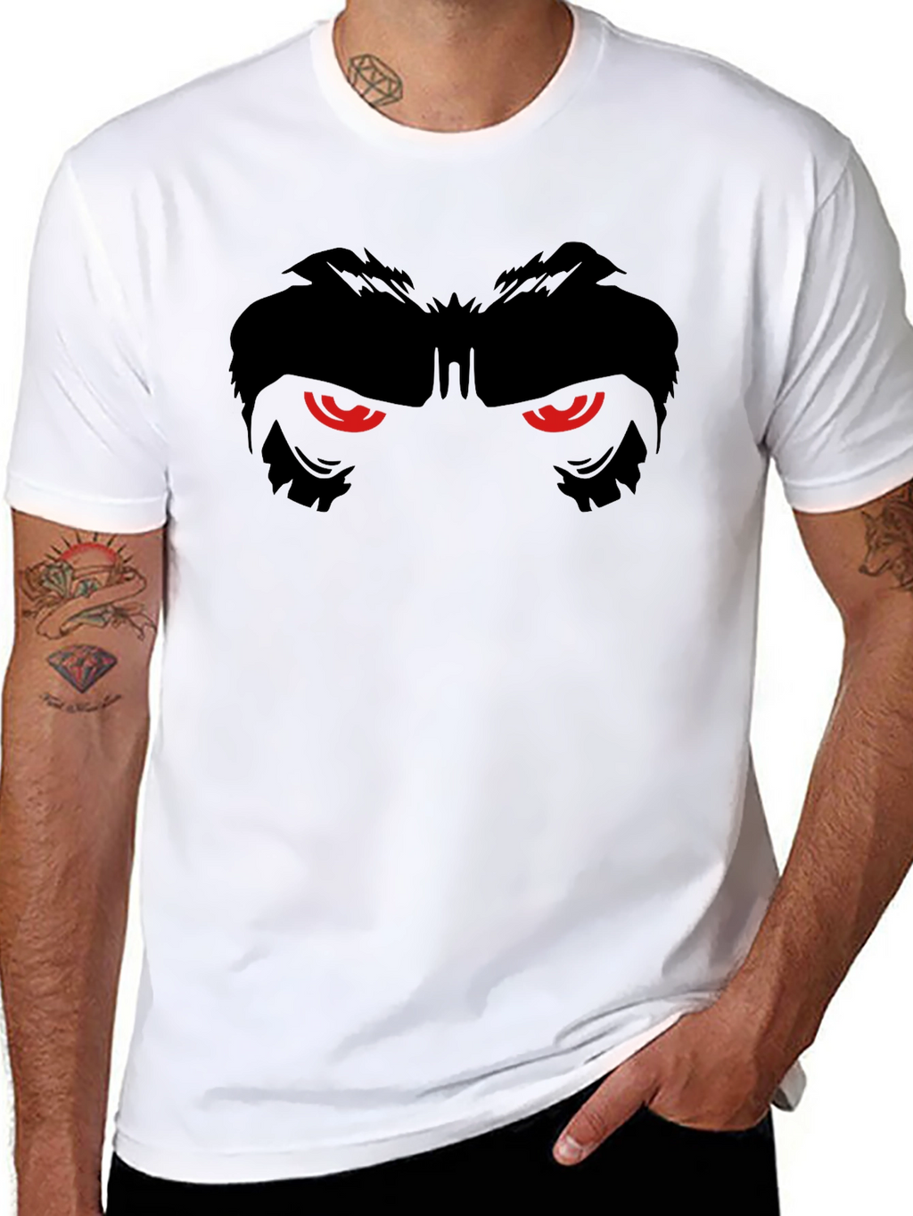 Mens Black T-Shirt with Gorilla Eyes Graphic