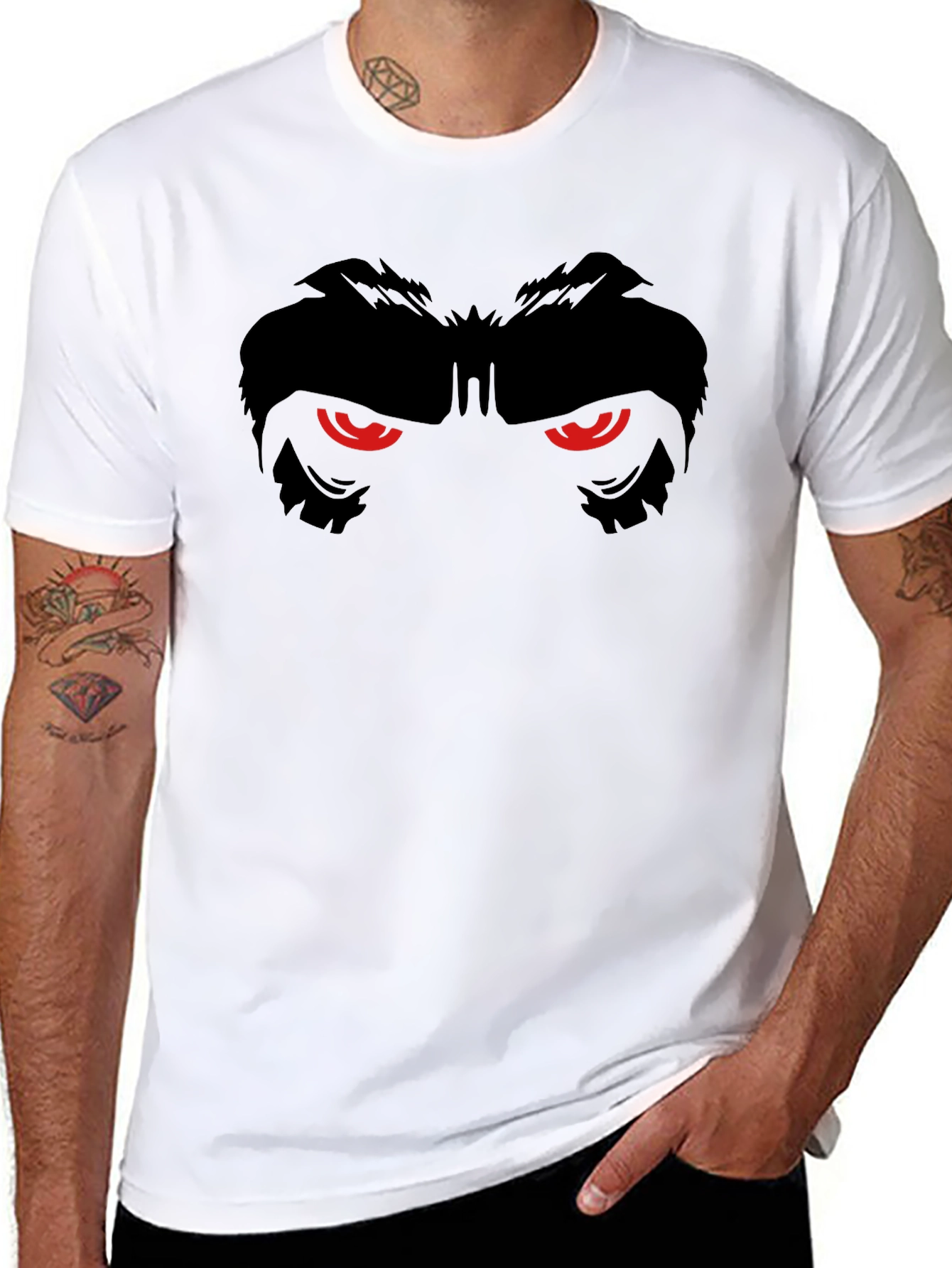 Mens Black T-Shirt with Gorilla Eyes Graphic