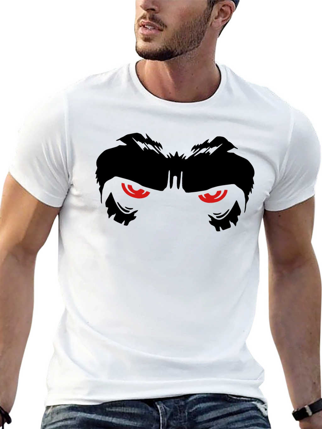 Mens Black T-Shirt with Gorilla Eyes Graphic