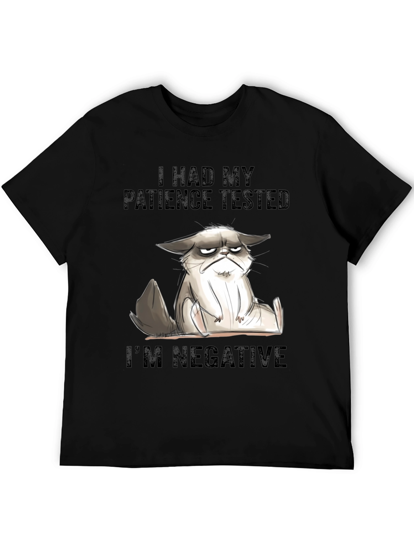 Grumpy Cat Patience Tested Black T-Shirt