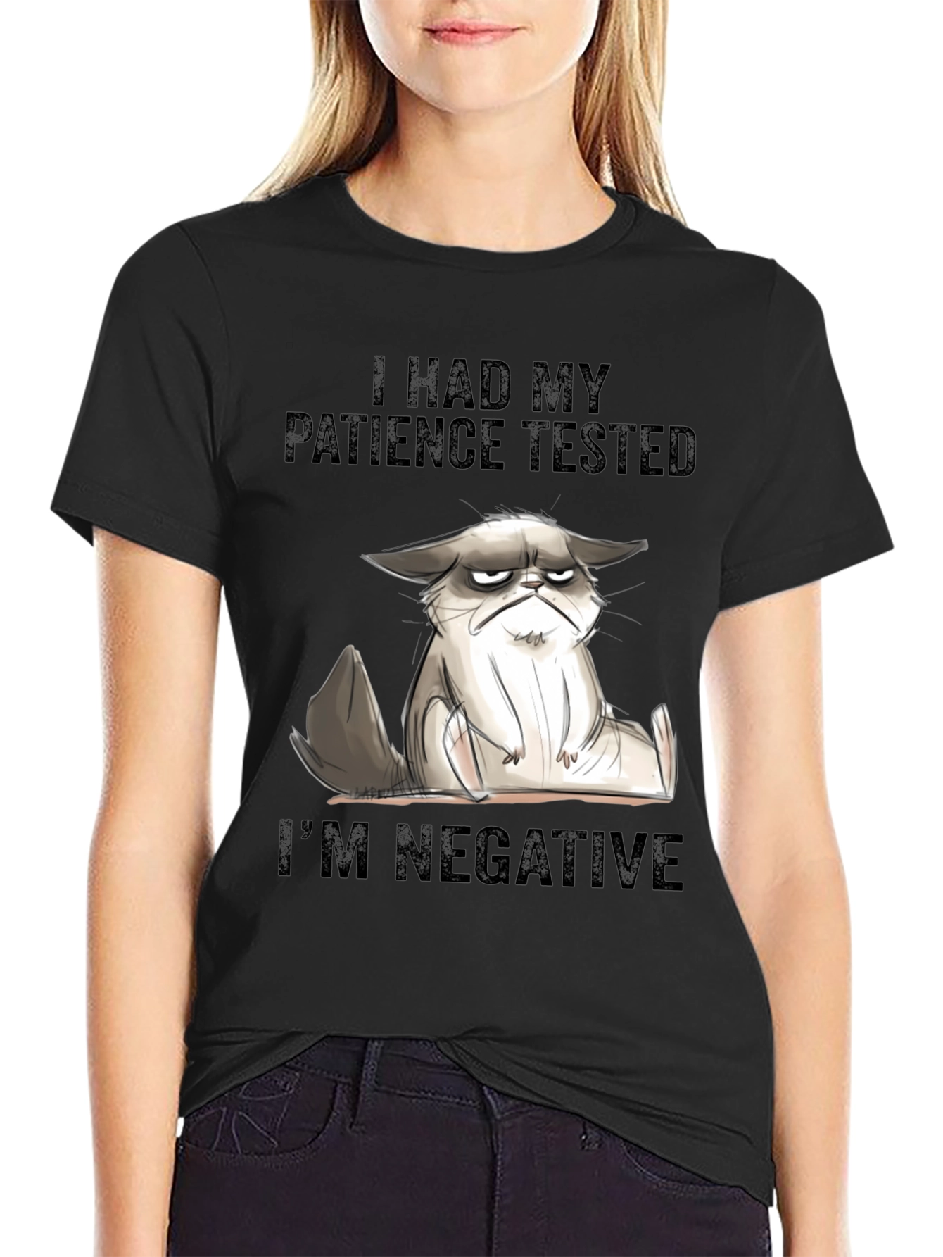 Grumpy Cat Patience Tested Black T-Shirt
