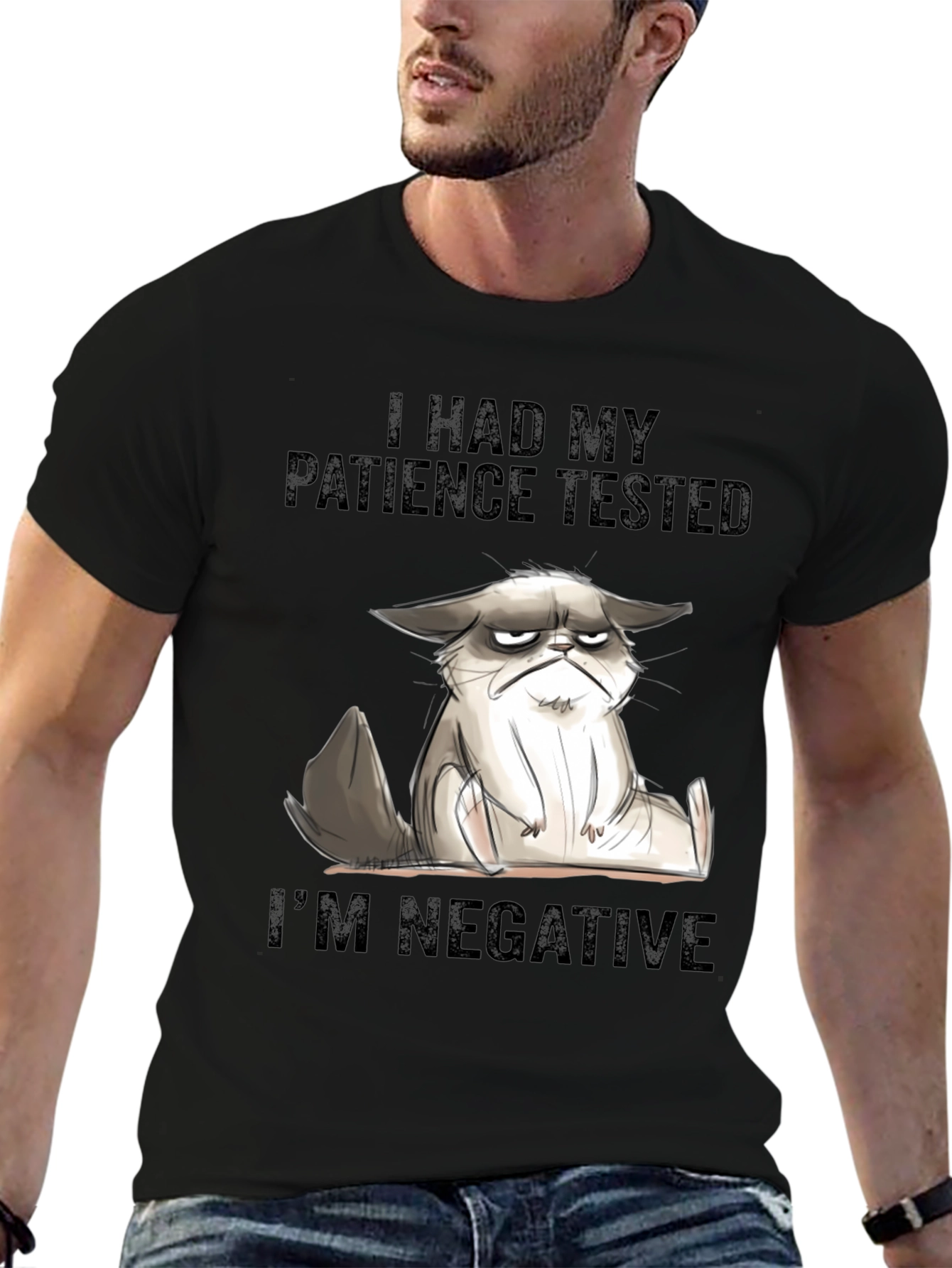 Grumpy Cat Patience Tested Black T-Shirt