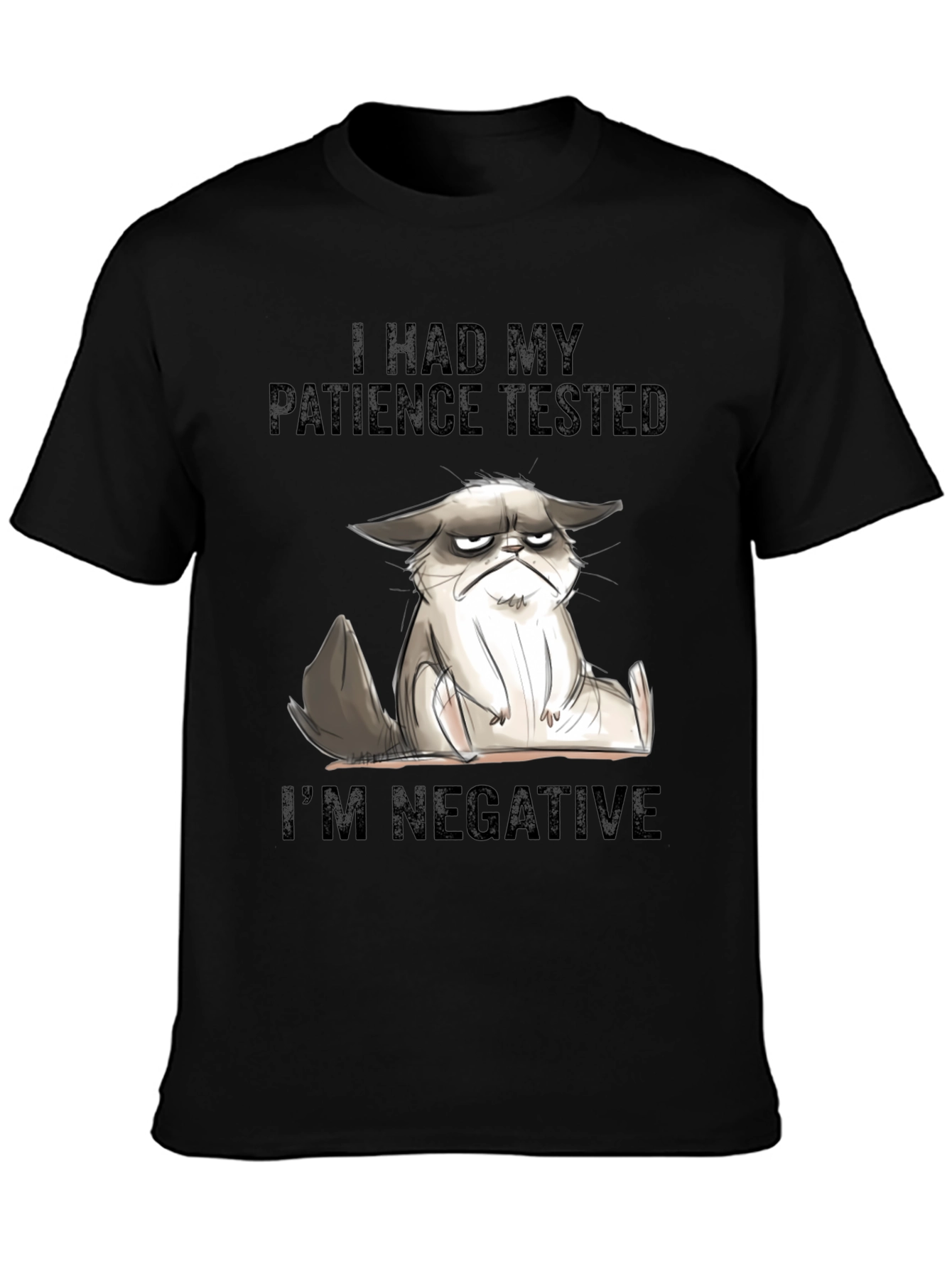 Grumpy Cat Patience Tested Black T-Shirt