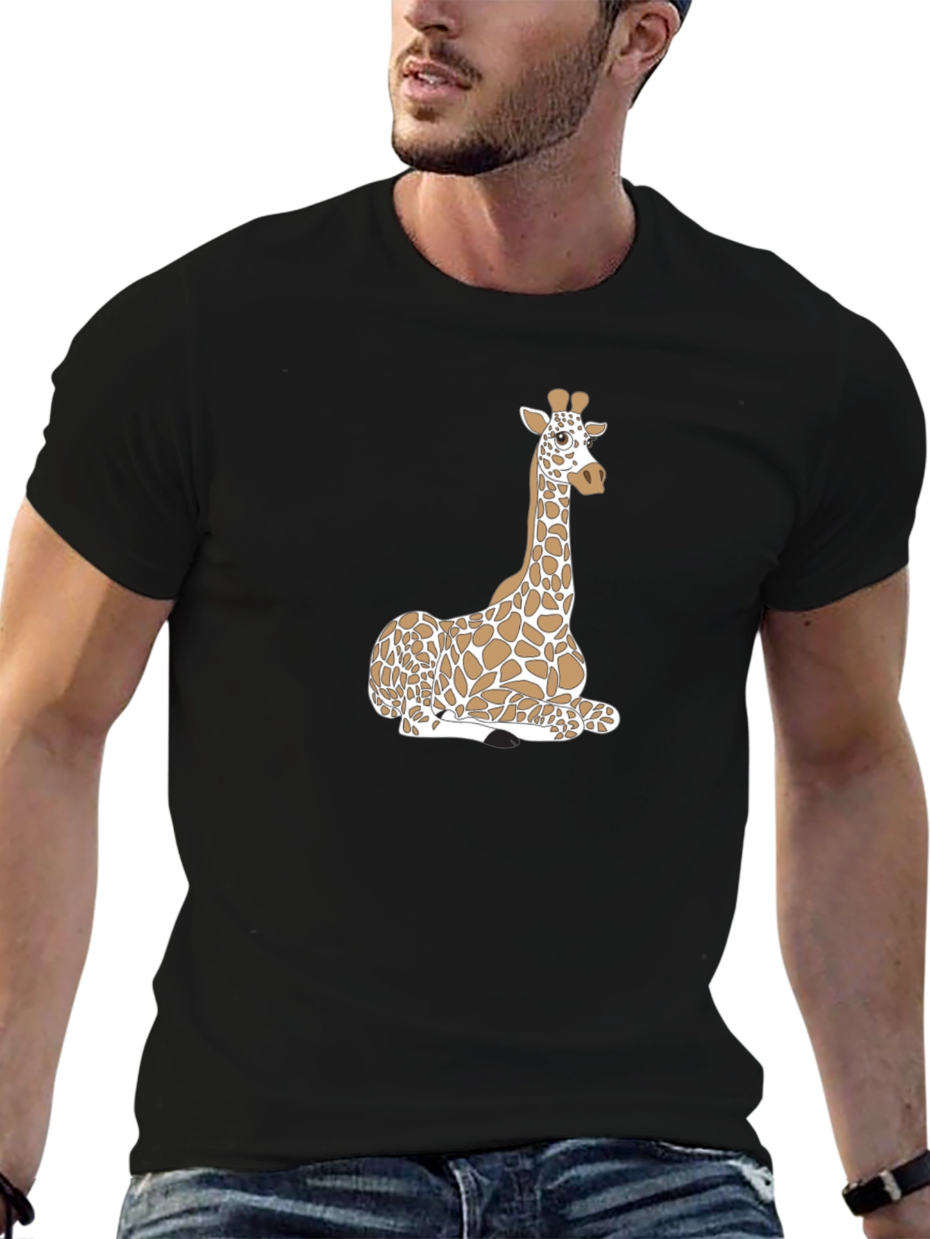Giraffe Graphic Black T-Shirt