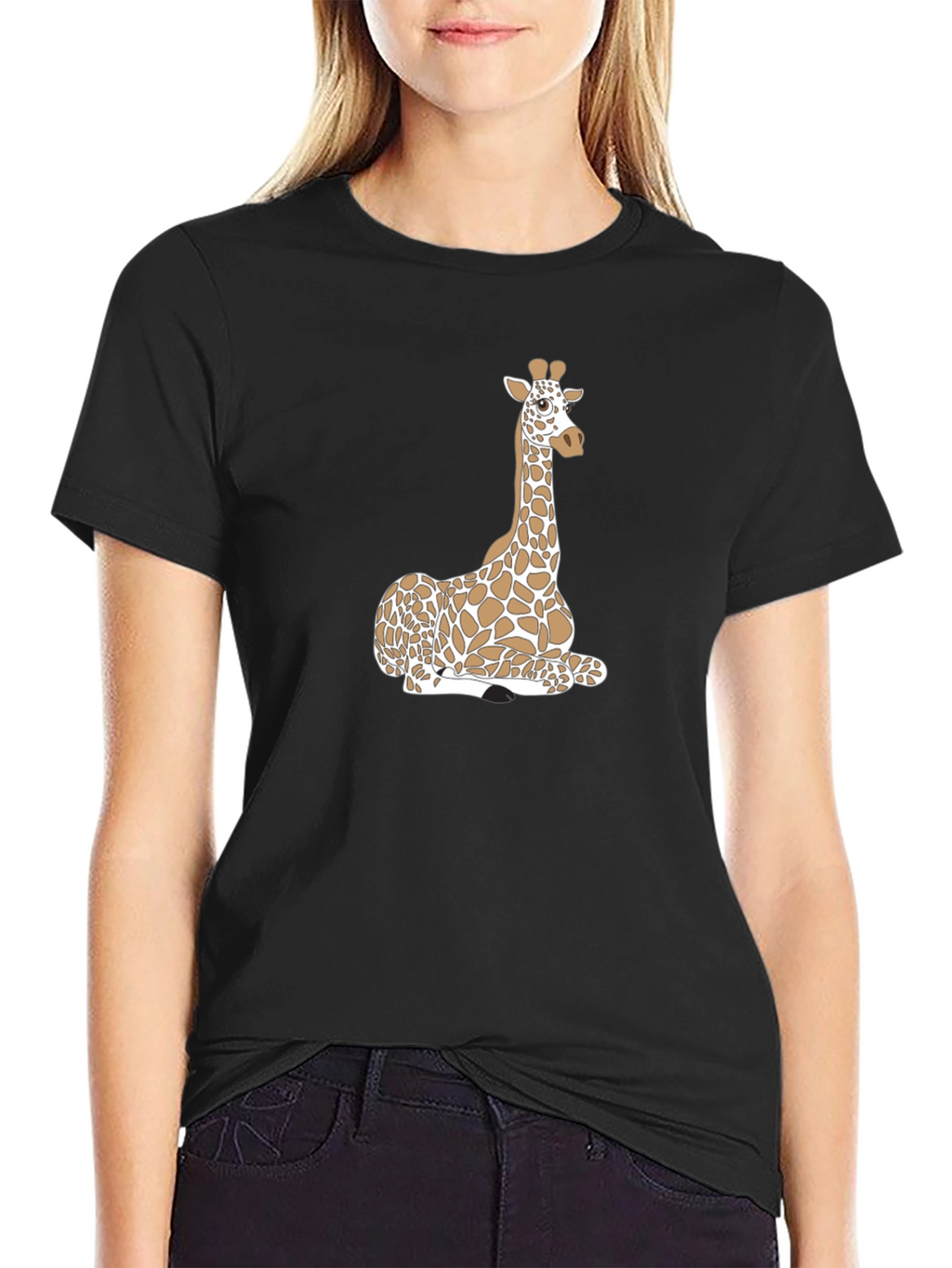 Giraffe Graphic Black T-Shirt