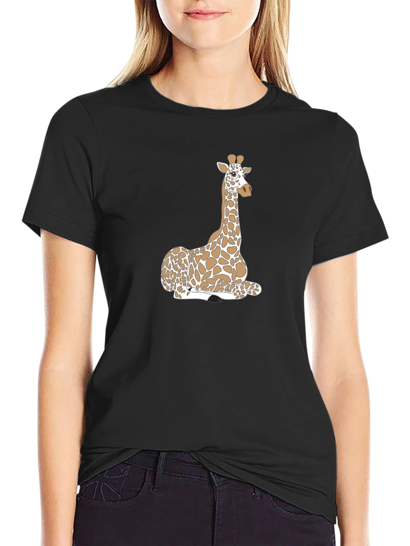 Giraffe Graphic Black T-Shirt