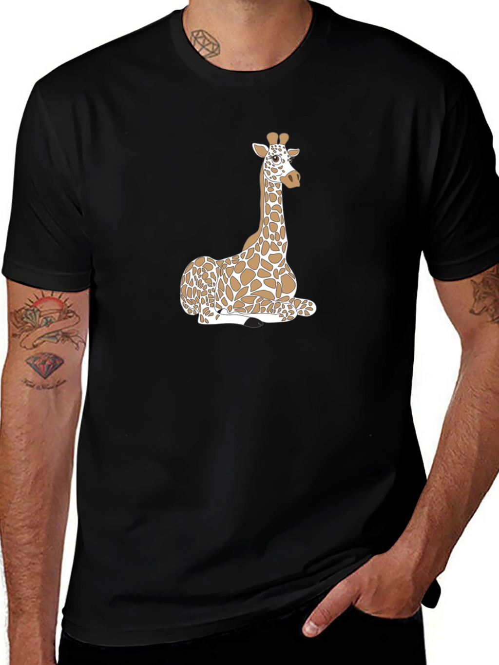 Giraffe Graphic Black T-Shirt
