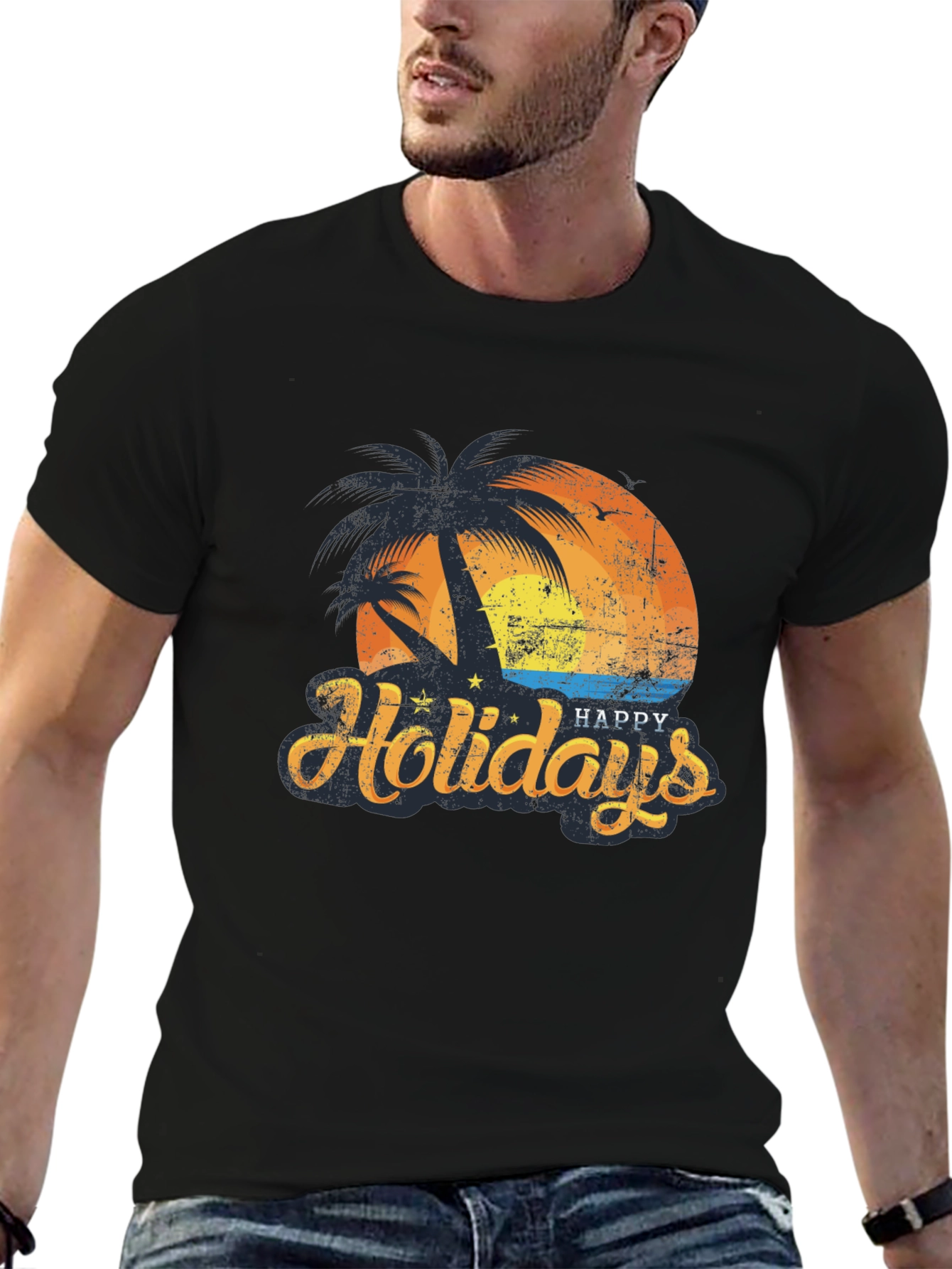 Happy Holidays Black Graphic Tee