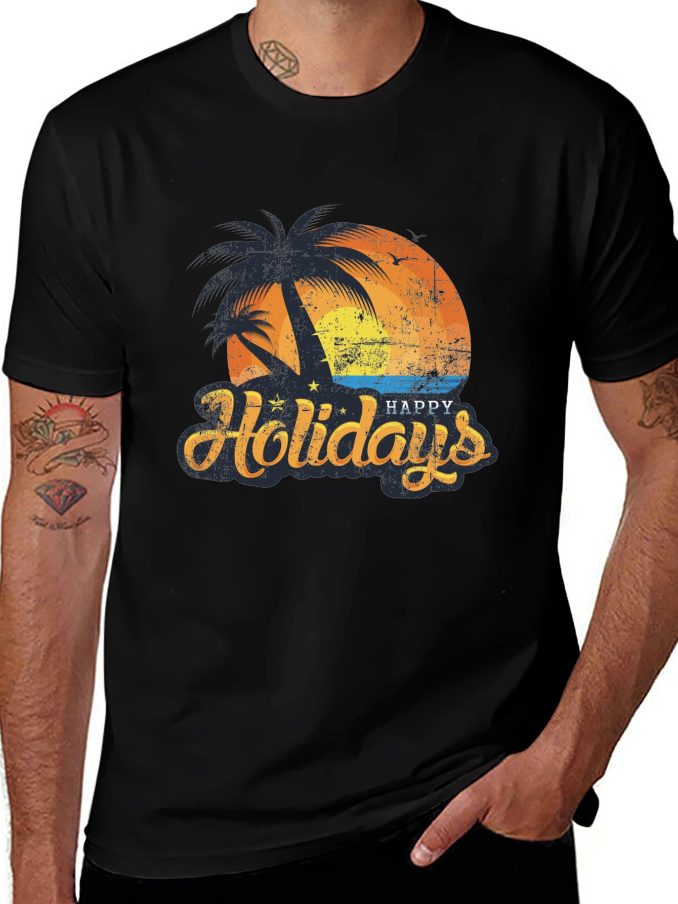 Happy Holidays Black Graphic Tee